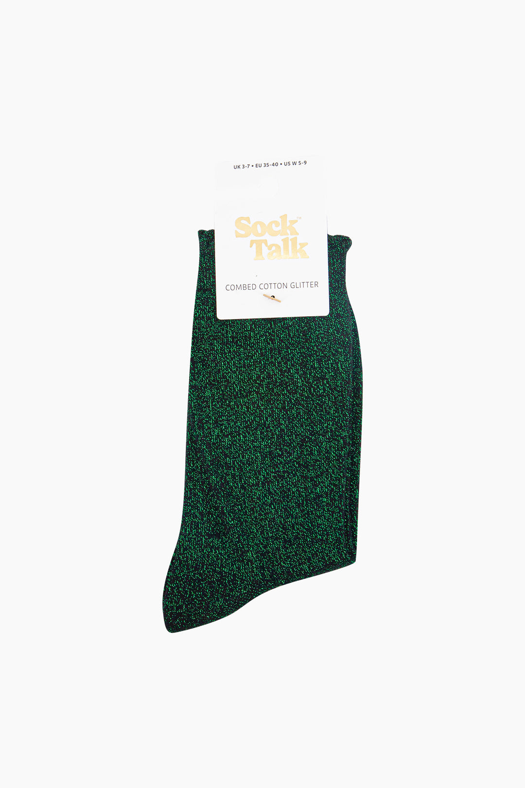 Plain-Combed-Cotton-Glitter-Socks-in-Black-Green-In-Packaging