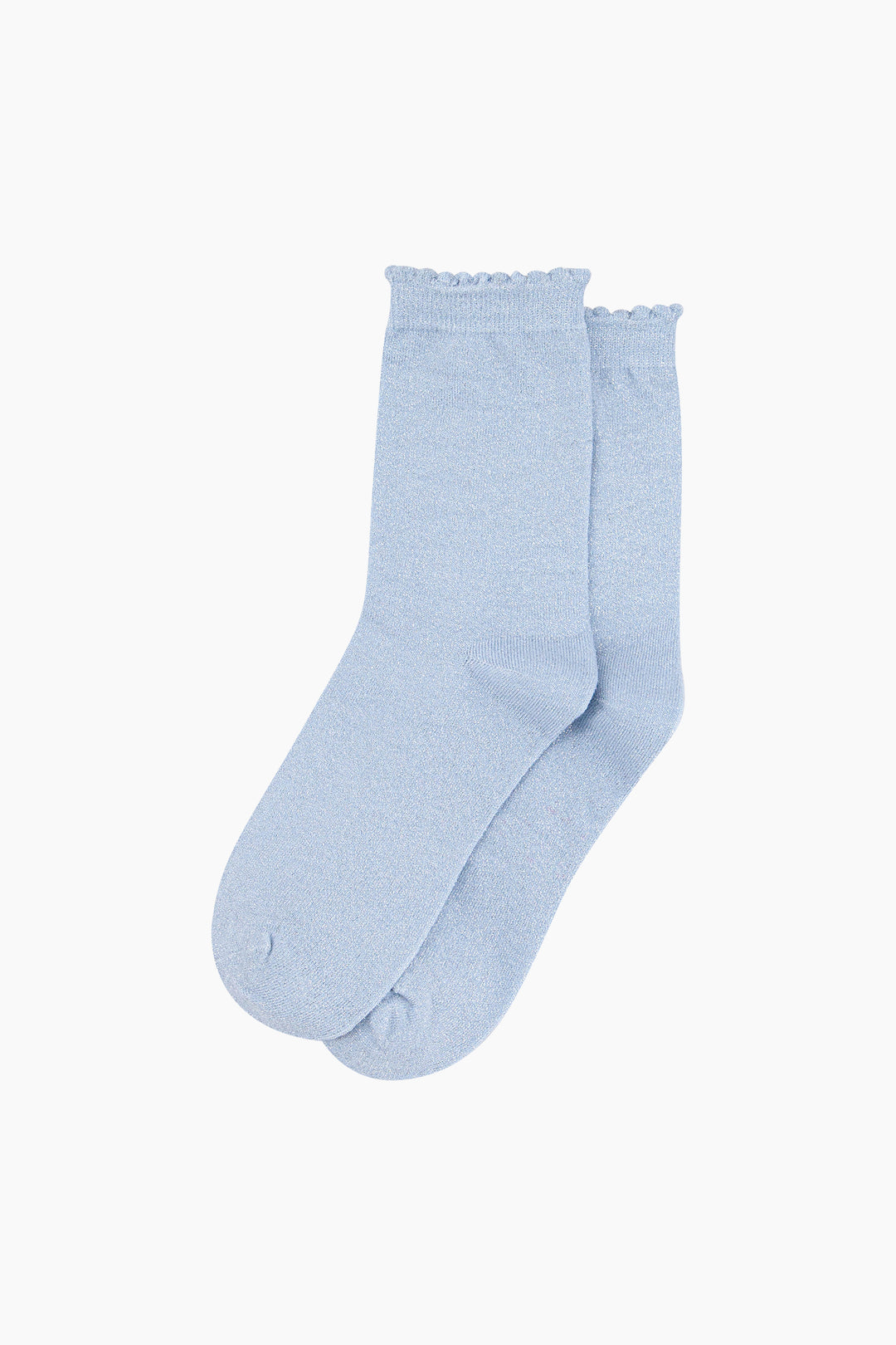 Plain-Combed-Cotton-Glitter-Socks-in-Baby-Blue-Lying-Flat