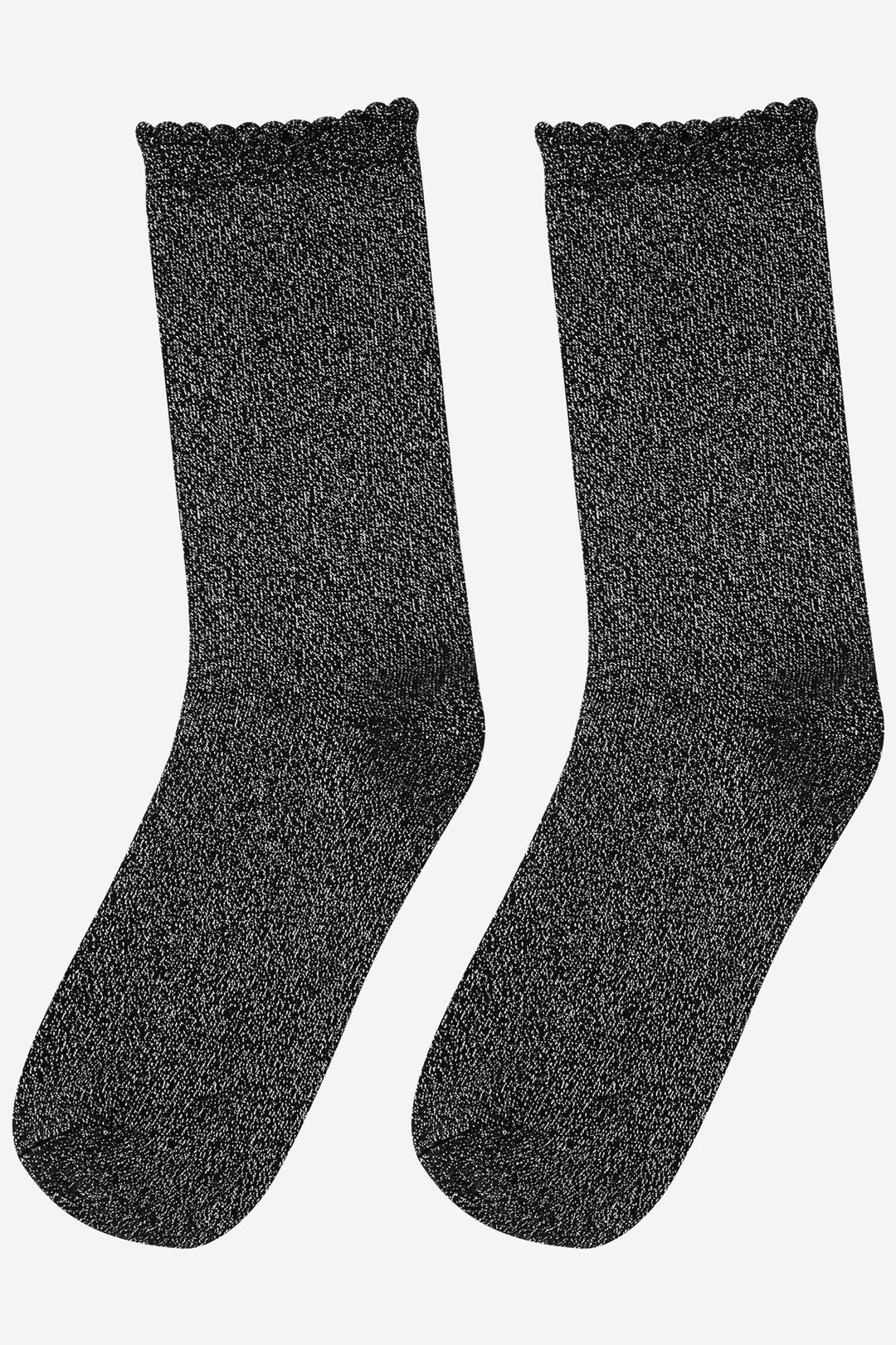 Plain-Combed-Cotton-Glitter-Socks-in-Black-Silver-Laid-Flat