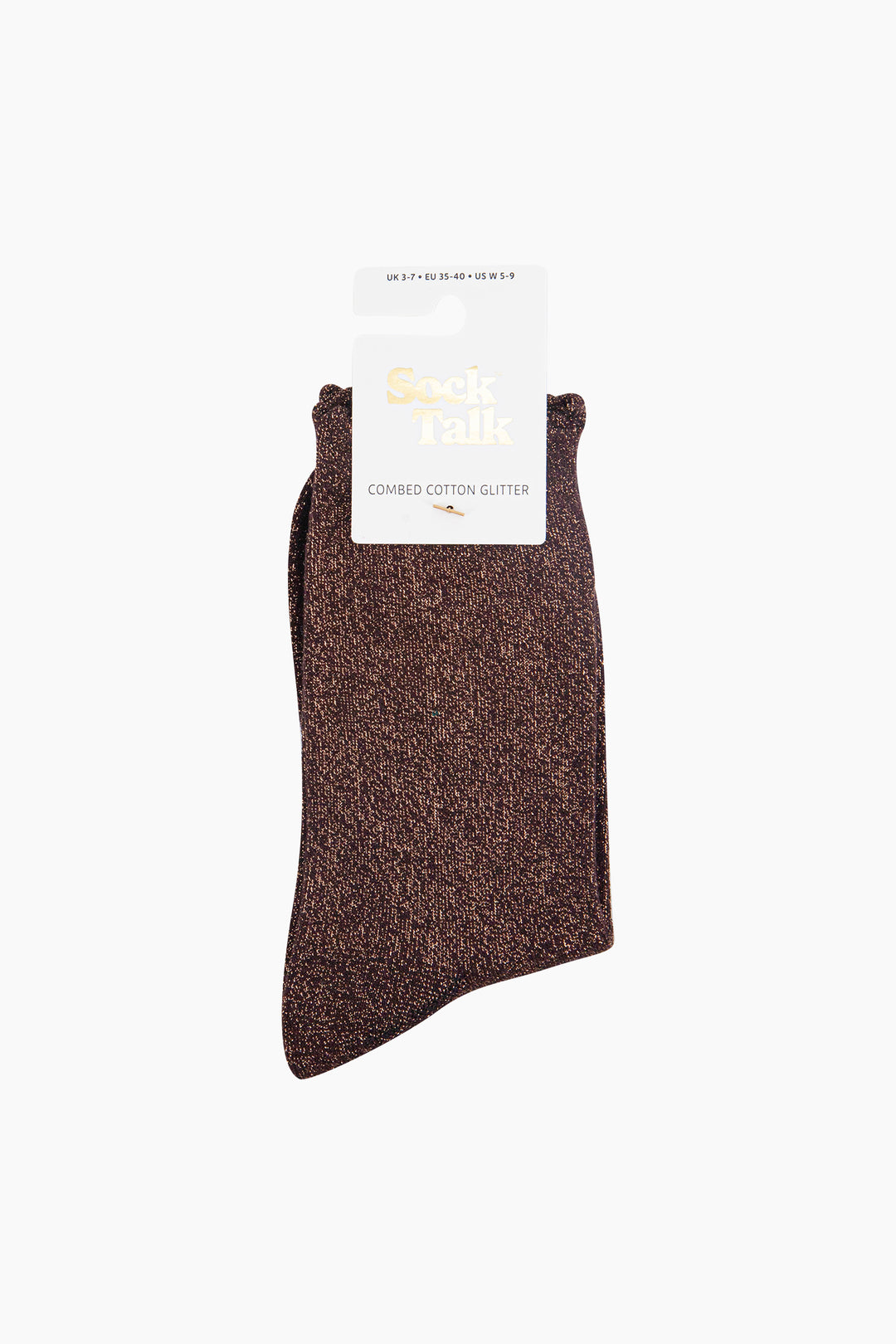 Plain-Combed-Cotton-Glitter-Socks-in-Chocolate-Brown-In-Packaging