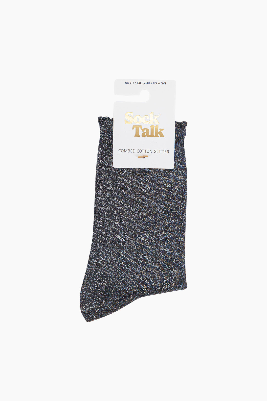 Plain-Combed-Cotton-Glitter-Socks-in-Dark-Grey-In-Packaging