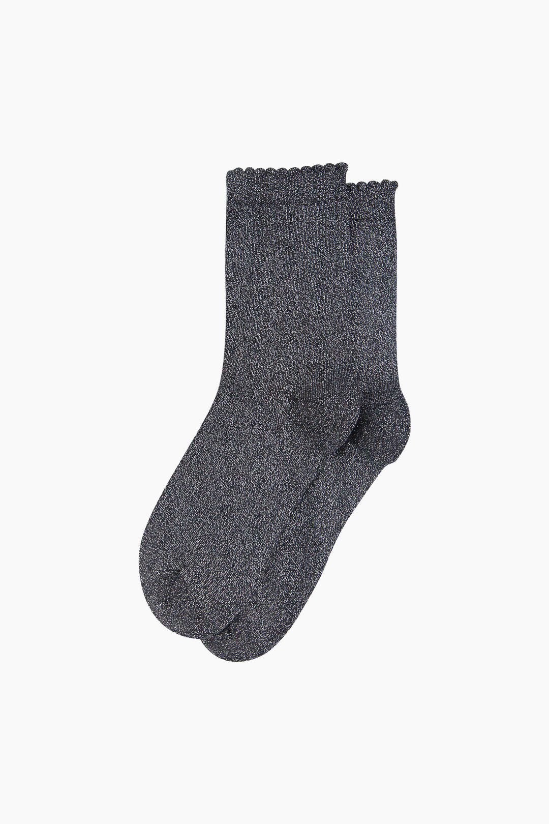 Plain-Combed-Cotton-Glitter-Socks-in-Dark-Grey-Lying-Flat