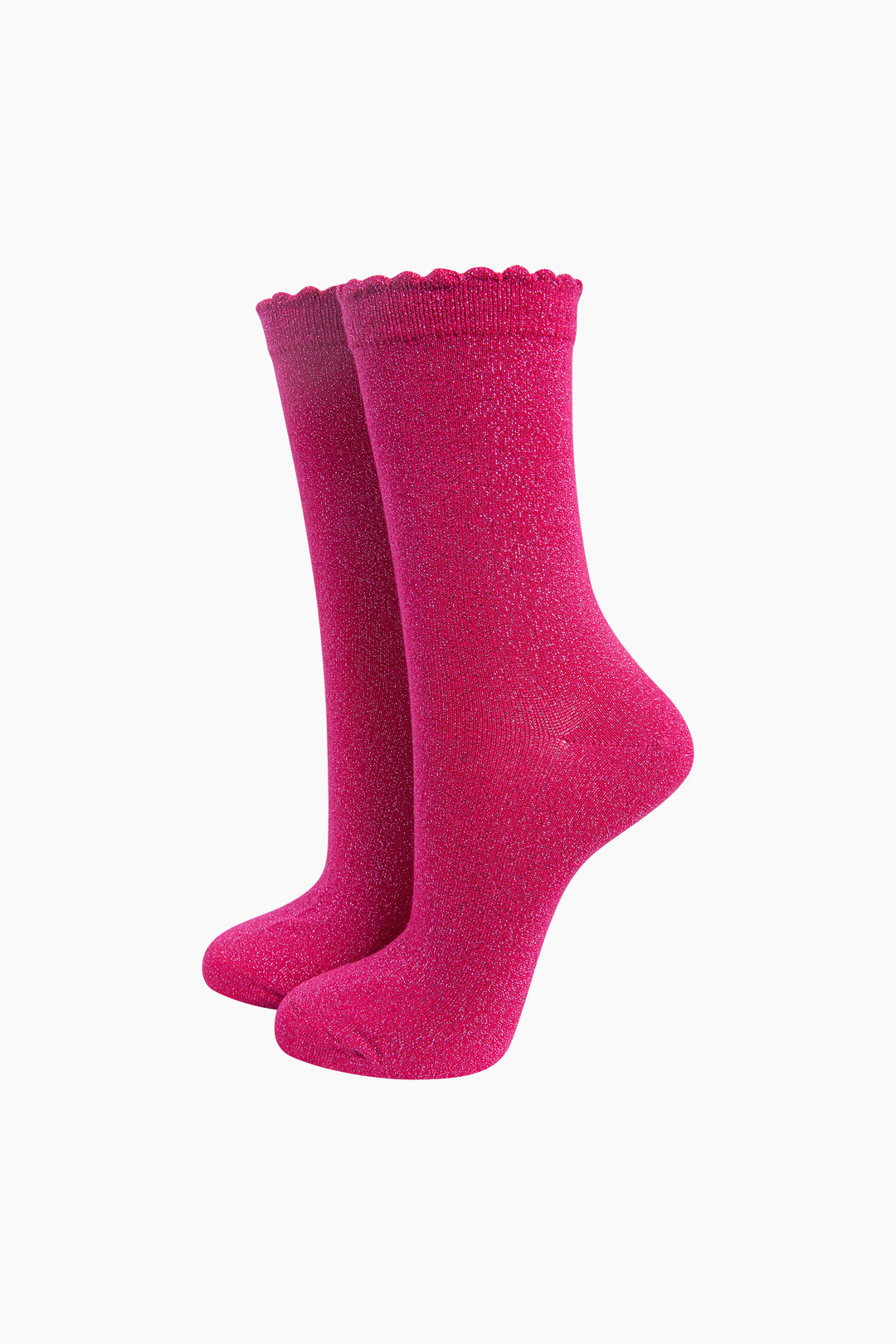 Plain-Combed-Cotton-Glitter-Socks-in-Fuchsia-Mannequin