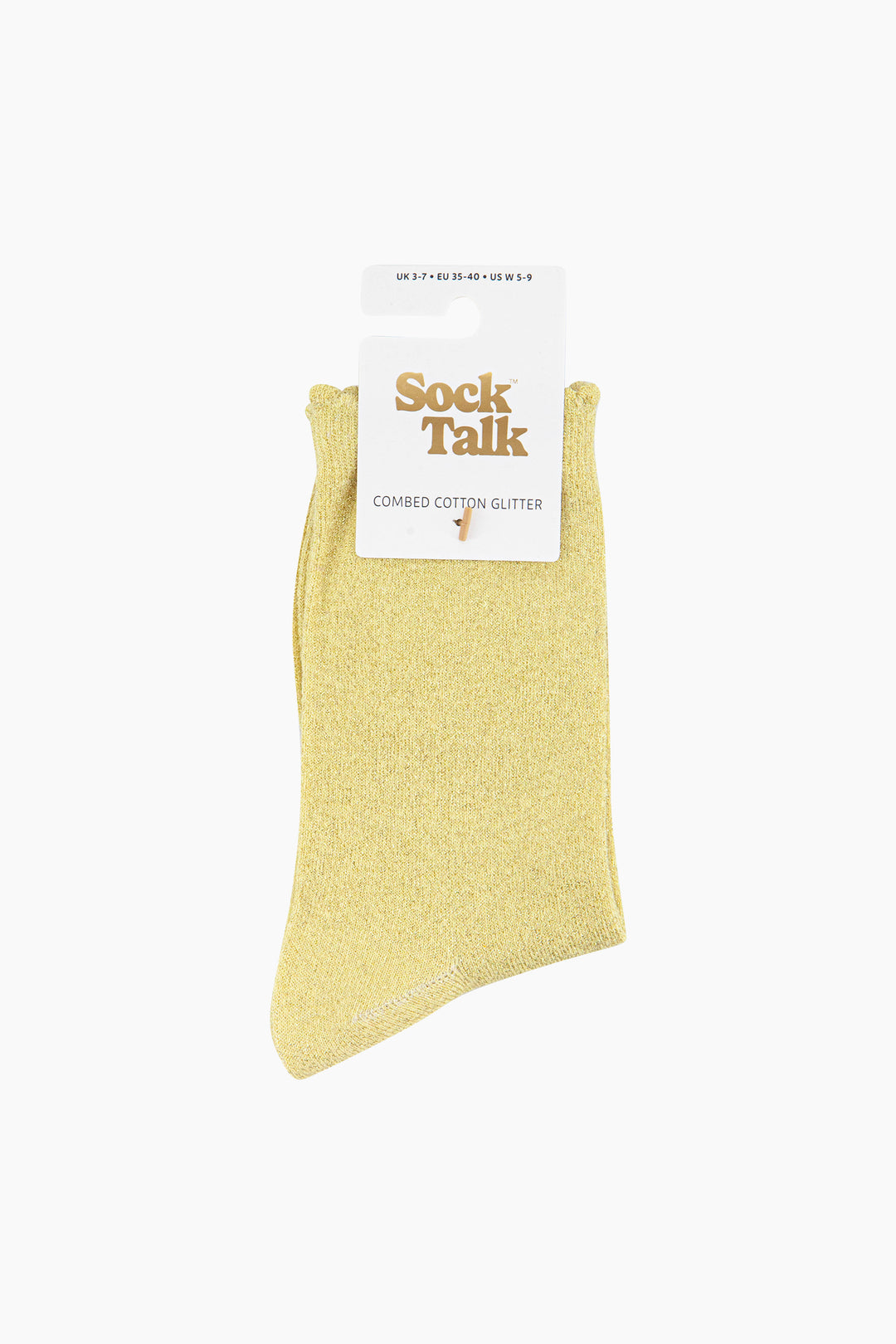 Plain-Combed-Cotton-Glitter-Socks-in-Lemon-In-Packaging