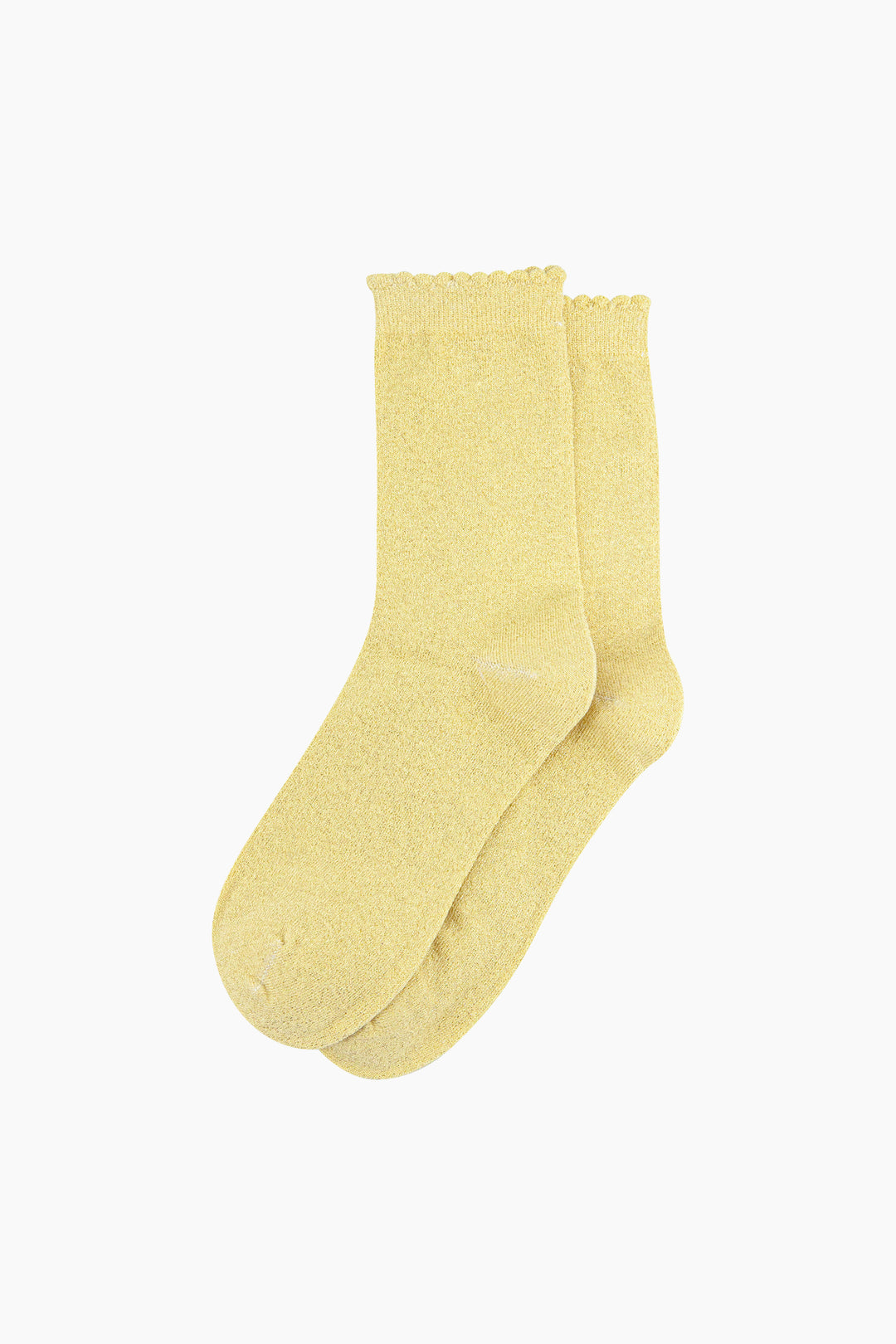 Plain-Combed-Cotton-Glitter-Socks-in-Lemon-Lying-Flat