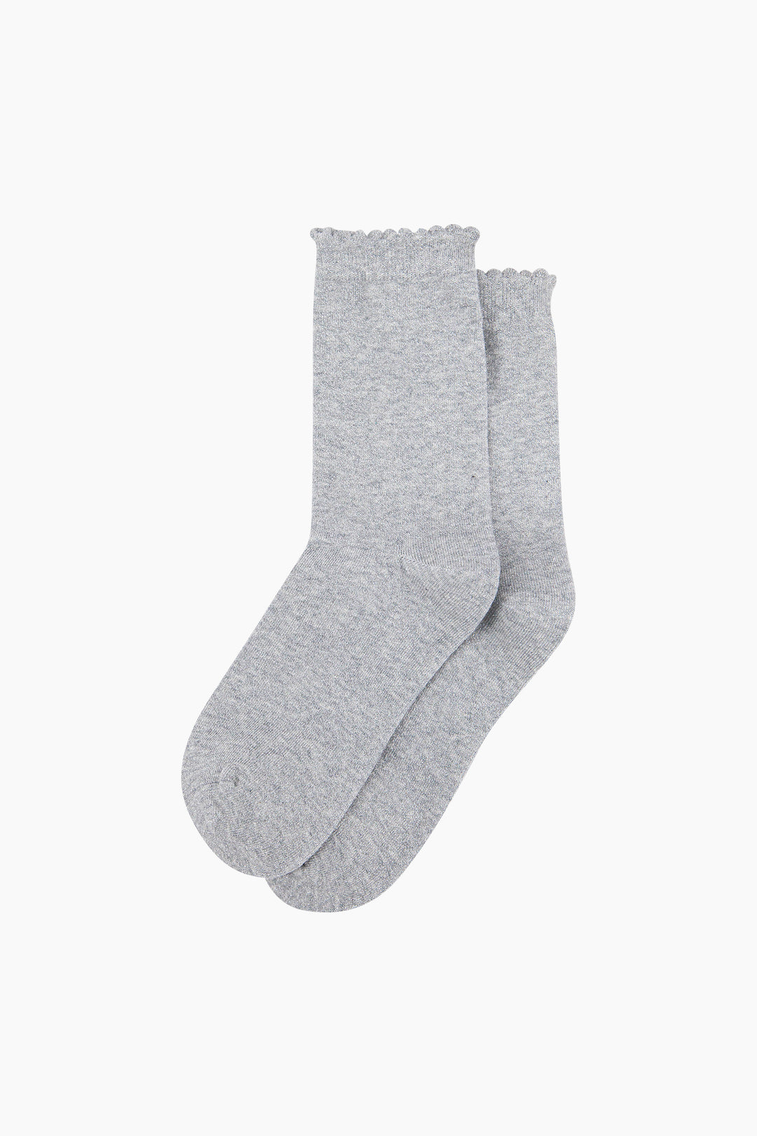 Plain-Combed-Cotton-Glitter-Socks-in-Light-Grey-Marl-Lying-Flat
