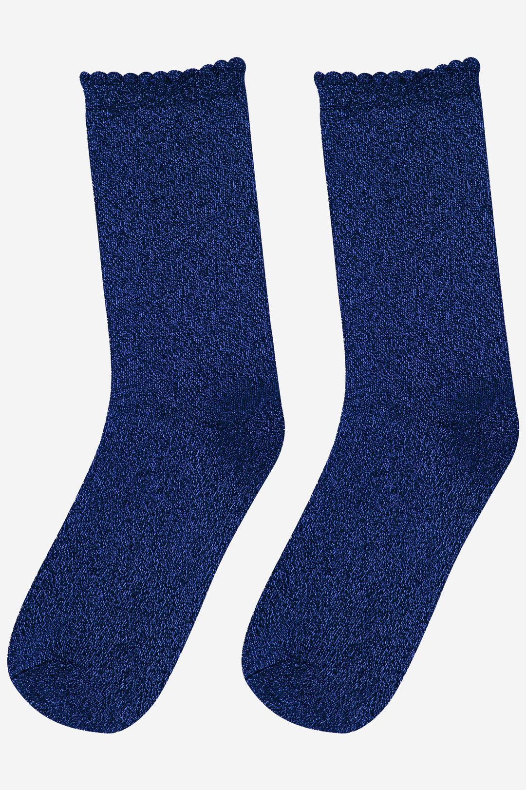 midnight blue cotton ankle socks with an all over sparkly glitter effect