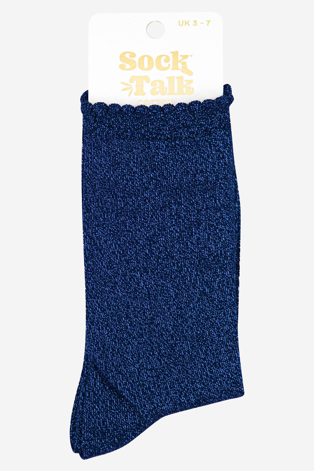 womens blue glitter cotton ankle socks uk size 3-7