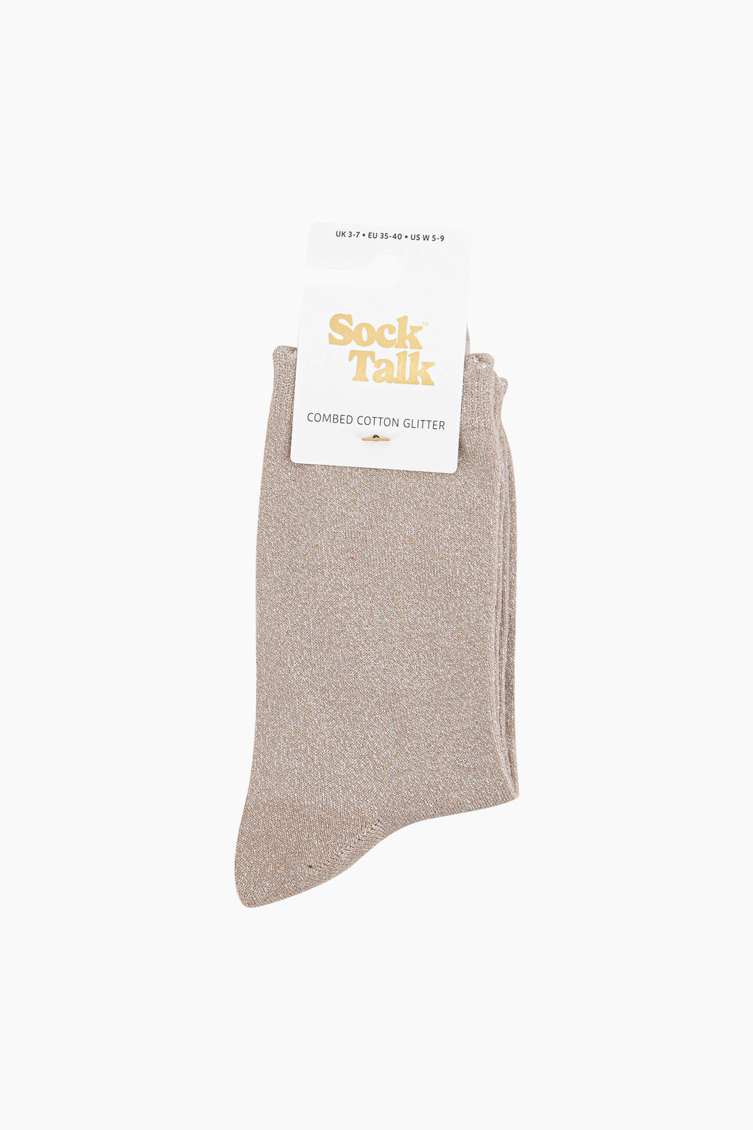 Plain-Combed-Cotton-Glitter-Socks-in-Medium-Beige-In-Packaging