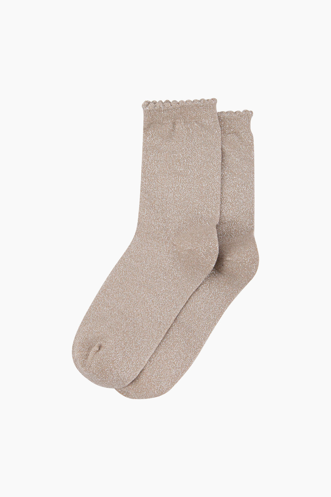 Plain-Combed-Cotton-Glitter-Socks-in-Medium-Beige-Lying-Flat