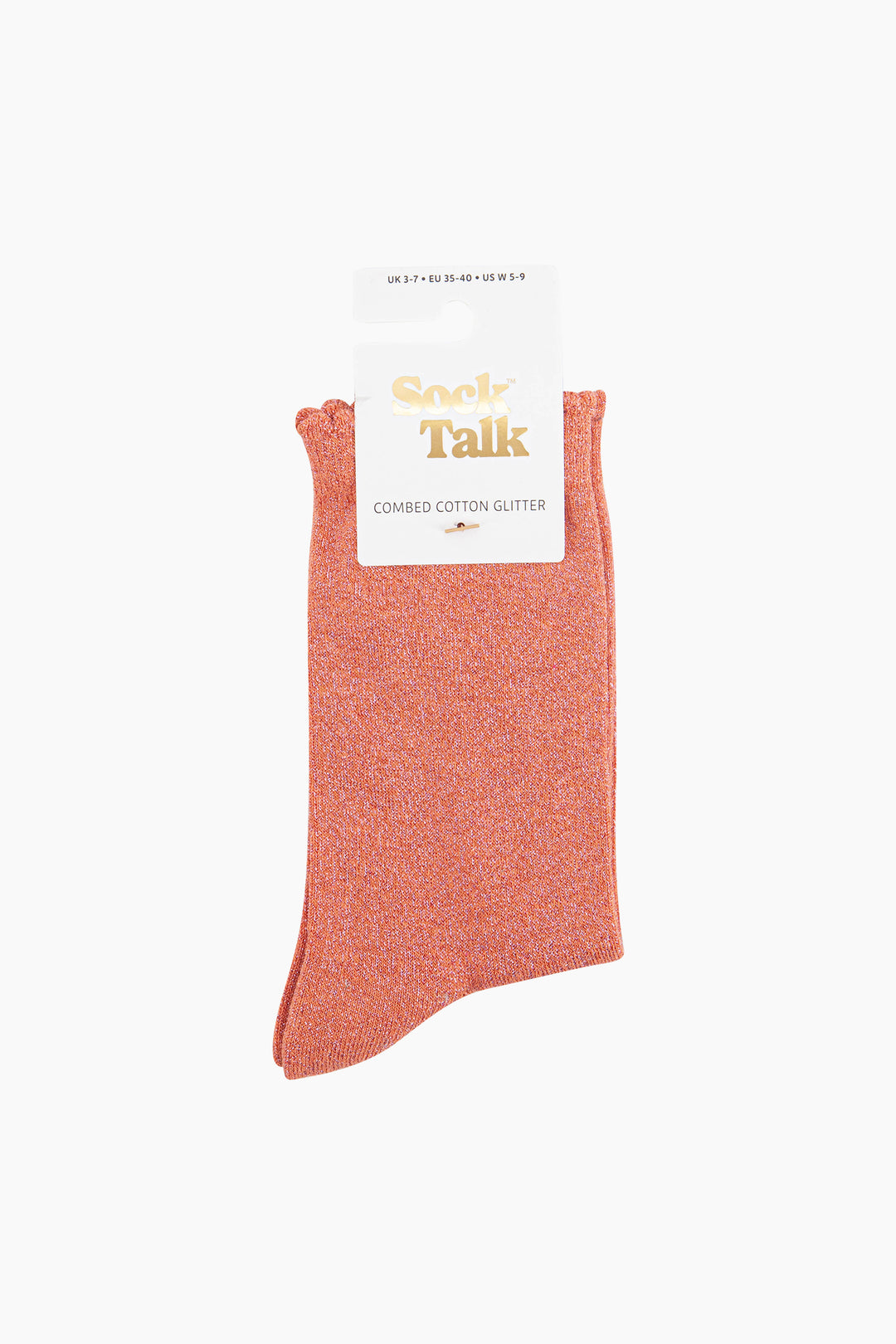 Plain-Combed-Cotton-Glitter-Socks-in-Peach-In-Packaging