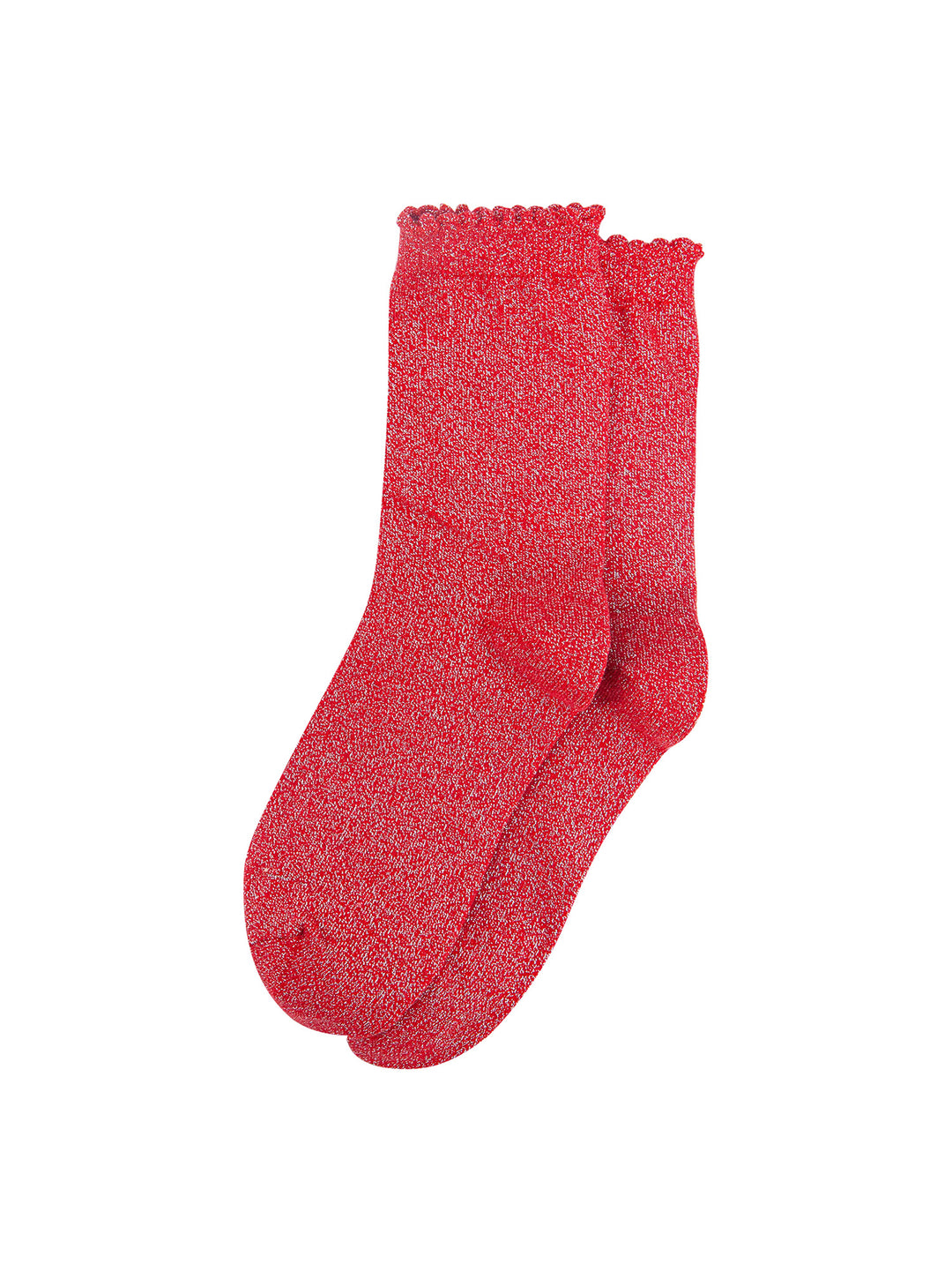 Plain-Combed-Cotton-Glitter-Socks-in-Red-Lying-Flat