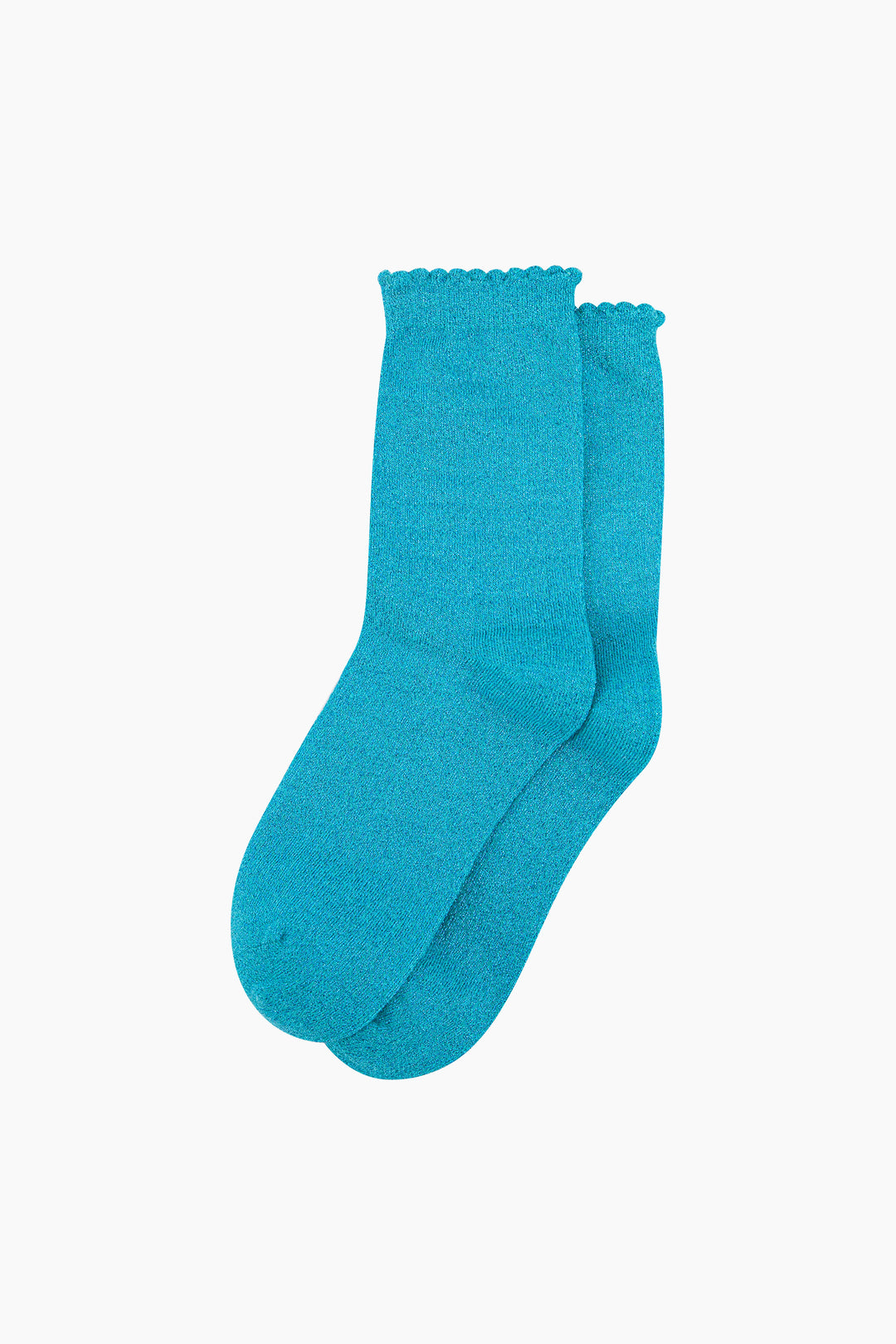 turquoise ankle socks with a scalloped edge