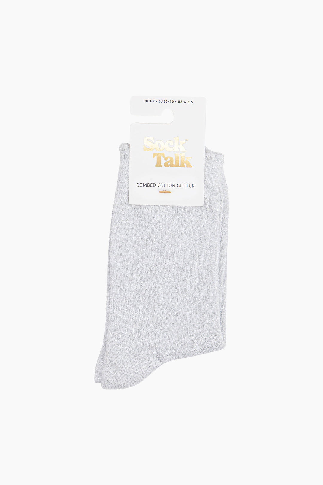 Plain Combed Cotton Glitter Socks in White