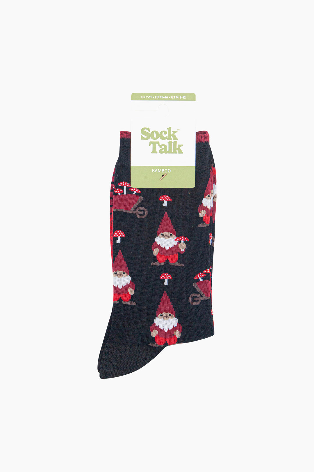 Gnome-&-Toadstool-Men's-Bamboo-Socks-in-Black-In-Packaging