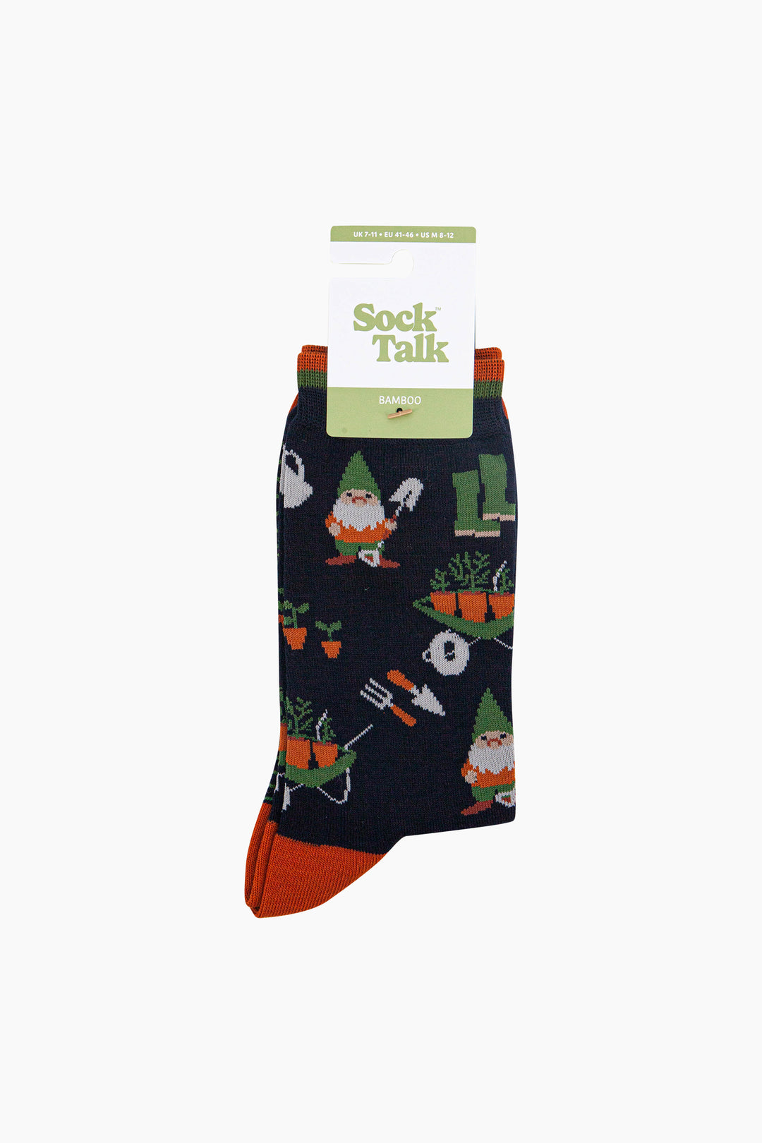 Garden-Gnomes-Bamboo-Socks-in-Navy-Blue-In-Packaging