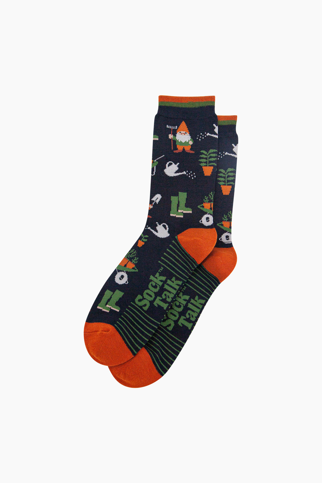 Garden-Gnomes-Bamboo-Socks-in-Navy-Blue-Lying-Flat