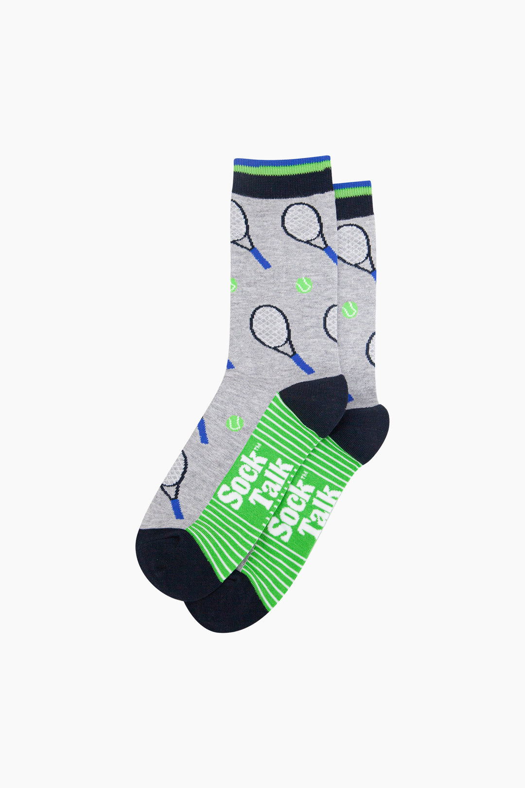 Sport-Bamboo-Crew-Socks-for-Men-Grey-Tennis-Lying-Flat
