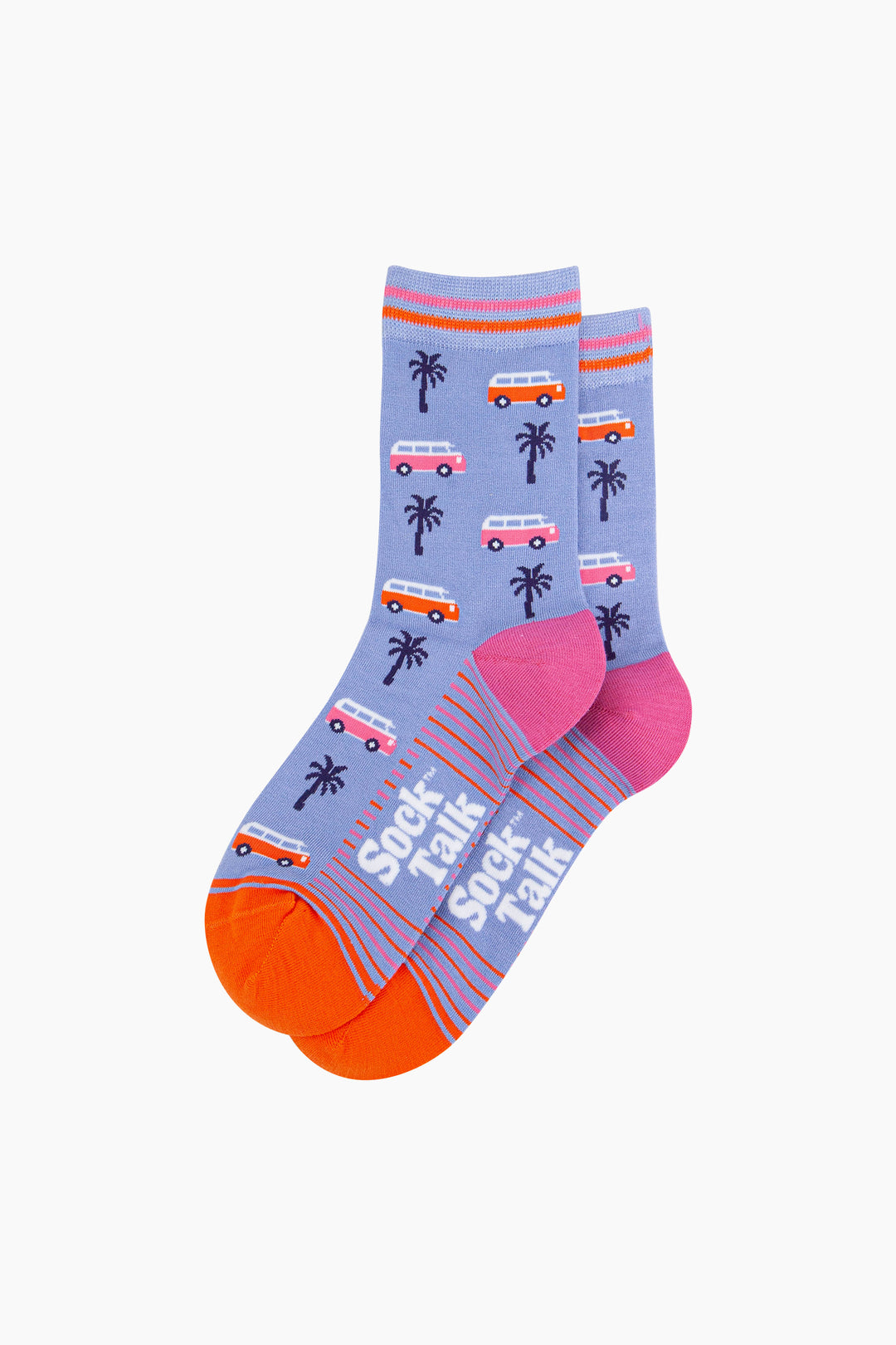 Campervans-Palm-Trees-Bamboo-Socks-in-Blue-Laid-Flat
