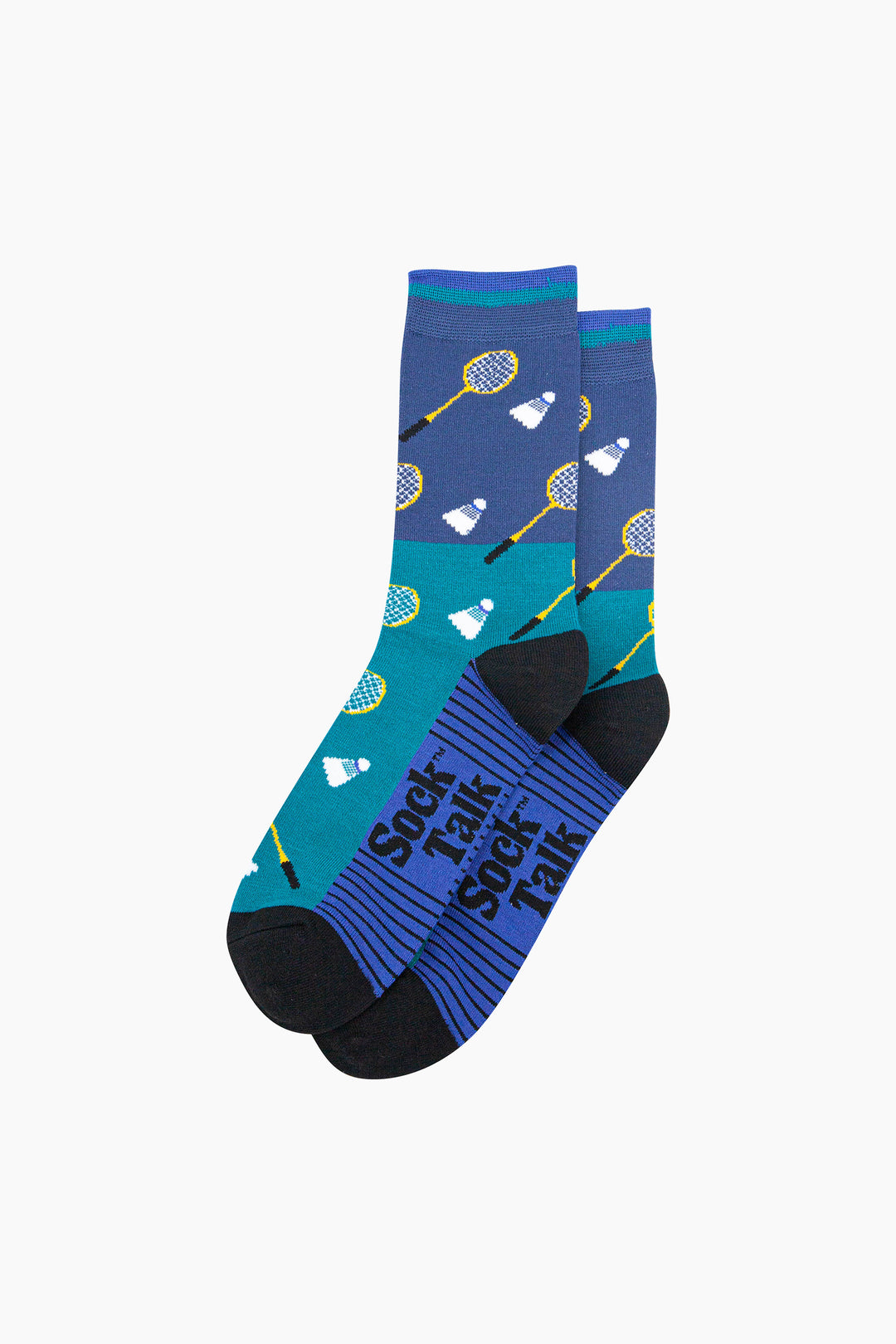 Badminton-Bamboo-Socks-in-Blue-Lying-Flat