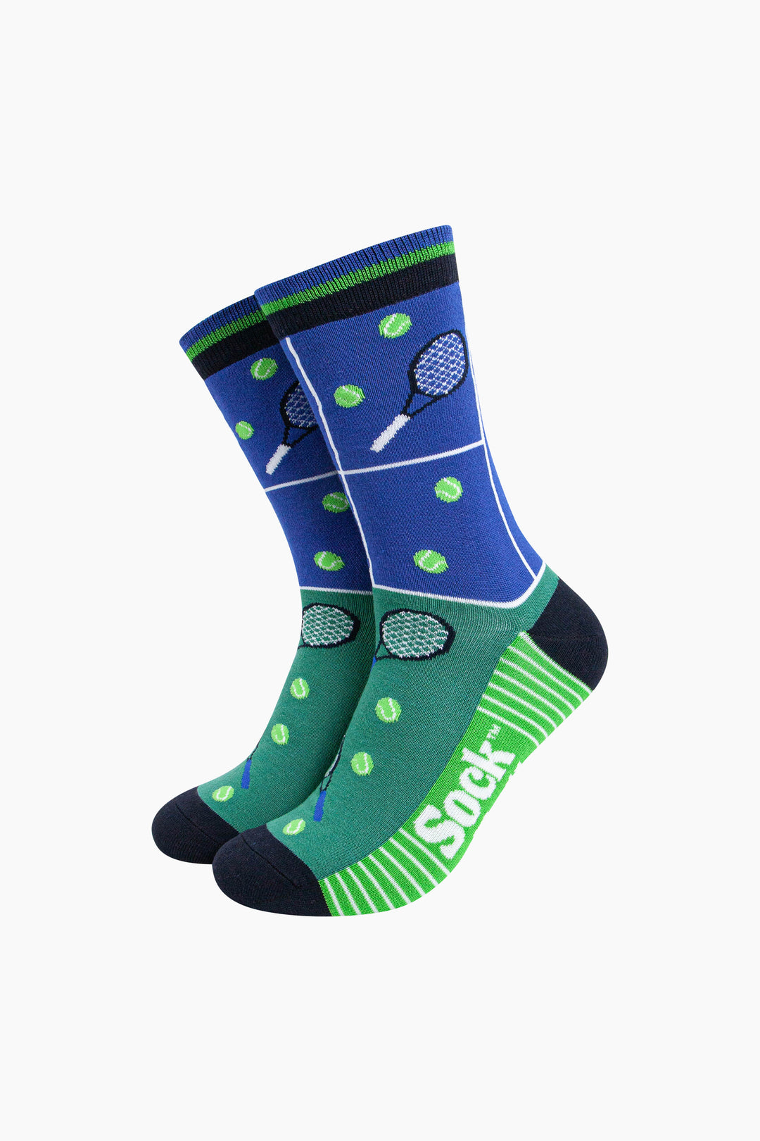 Tennis-Court-Bamboo-Socks-in-Blue/Green-Mannequin