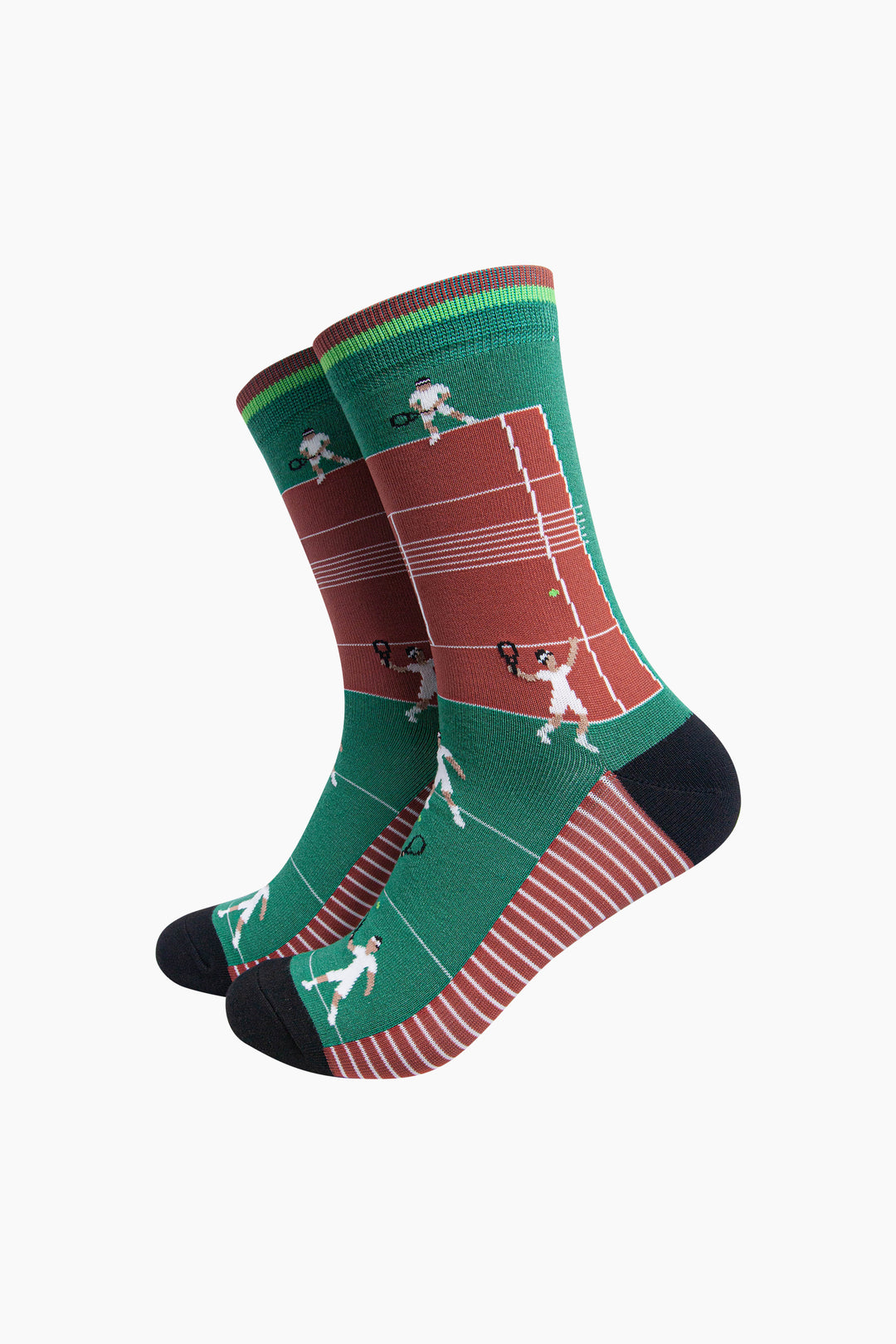 Tennis-Court-Men's-Bamboo-Socks-in-Green-On-Mannequin