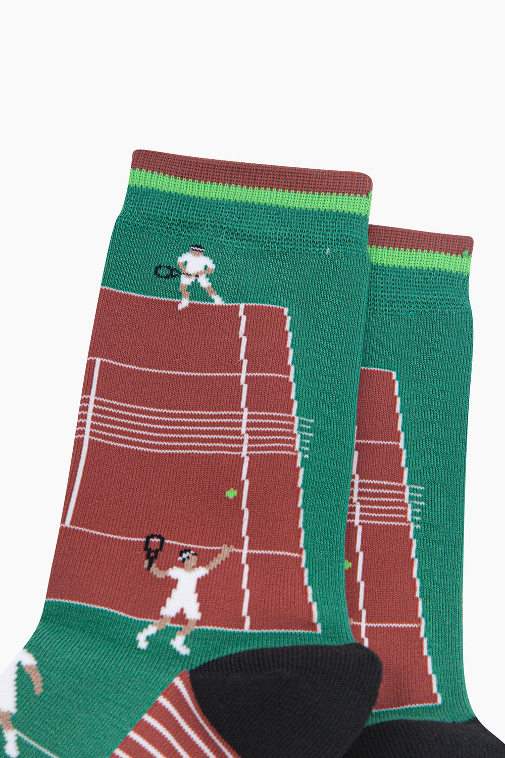 Tennis-Court-Men's-Bamboo-Socks-in-Green-Close-Up