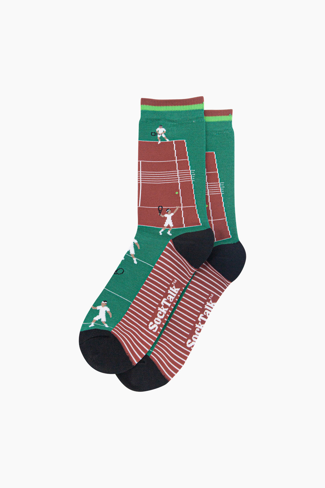 Tennis-Court-Men's-Bamboo-Socks-in-Green-Laid-Flat