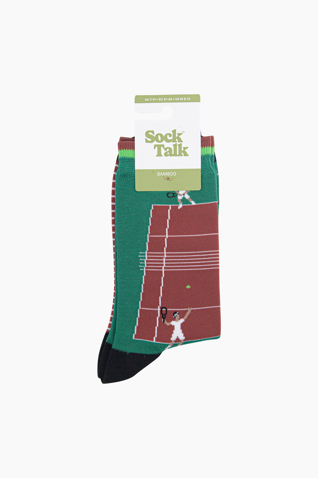 Tennis-Court-Men's-Bamboo-Socks-in-Green-In-Packaging