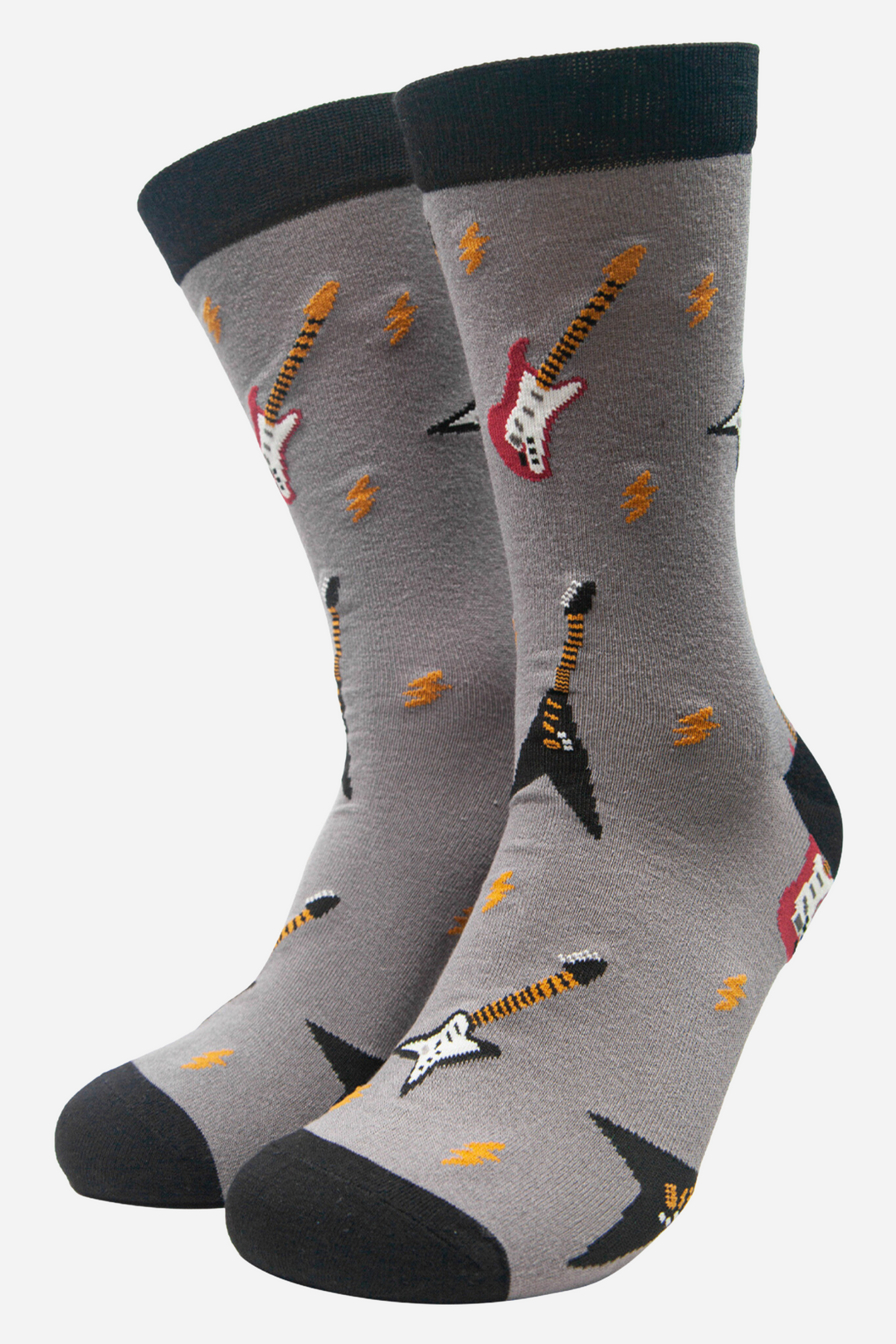 mens-socks-gift-box-black-rock-band-grey-guitars