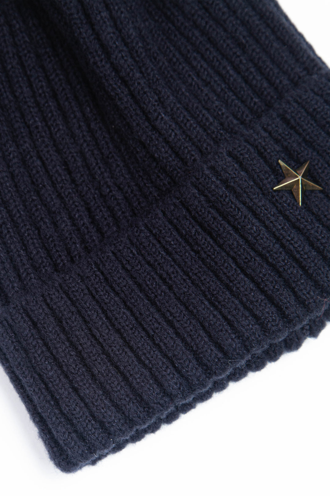 close up of the ribbed material on the beanie hat