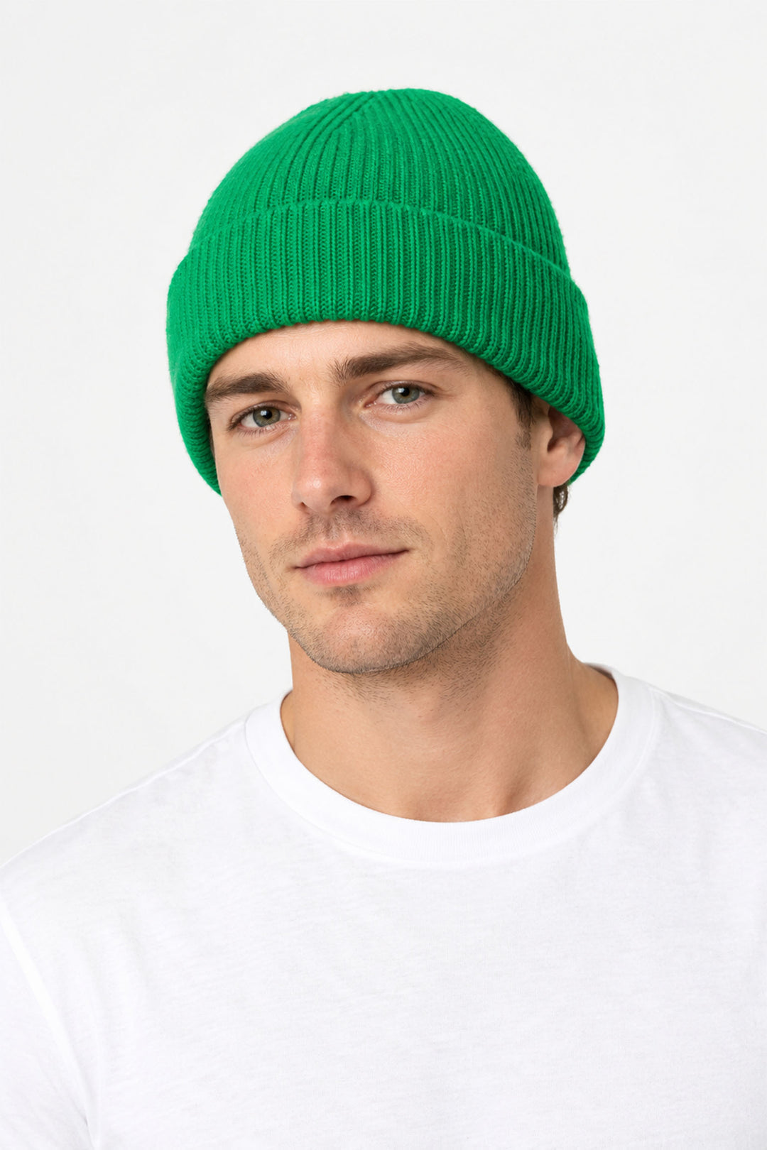 Ribbed-Knit-Men's-Beanie-Hat-in-Green
