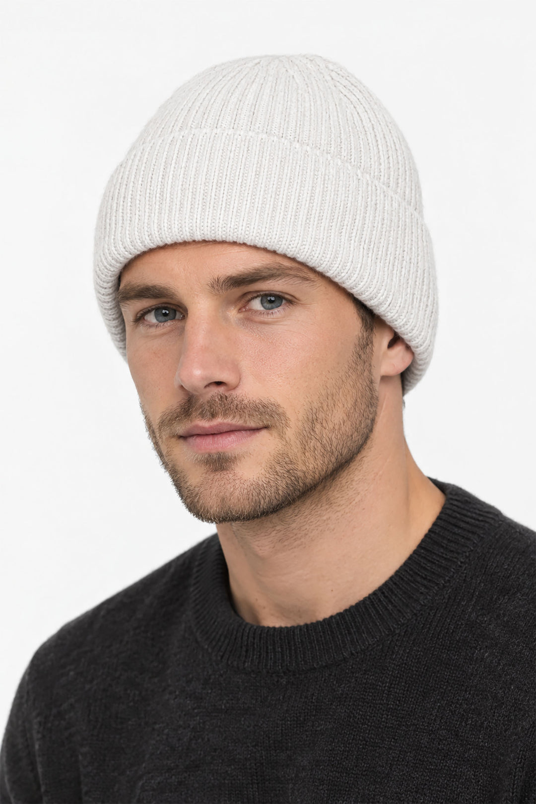 Ribbed-Knit-Men's-Beanie-Hat-in-Grey