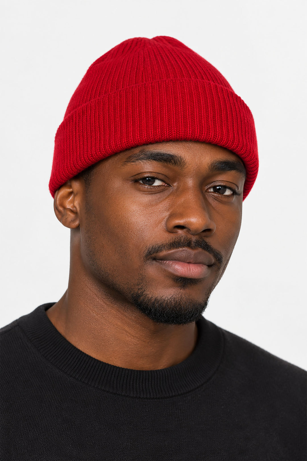 Ribbed-Knit-Men's-Beanie-Hat-in-Red