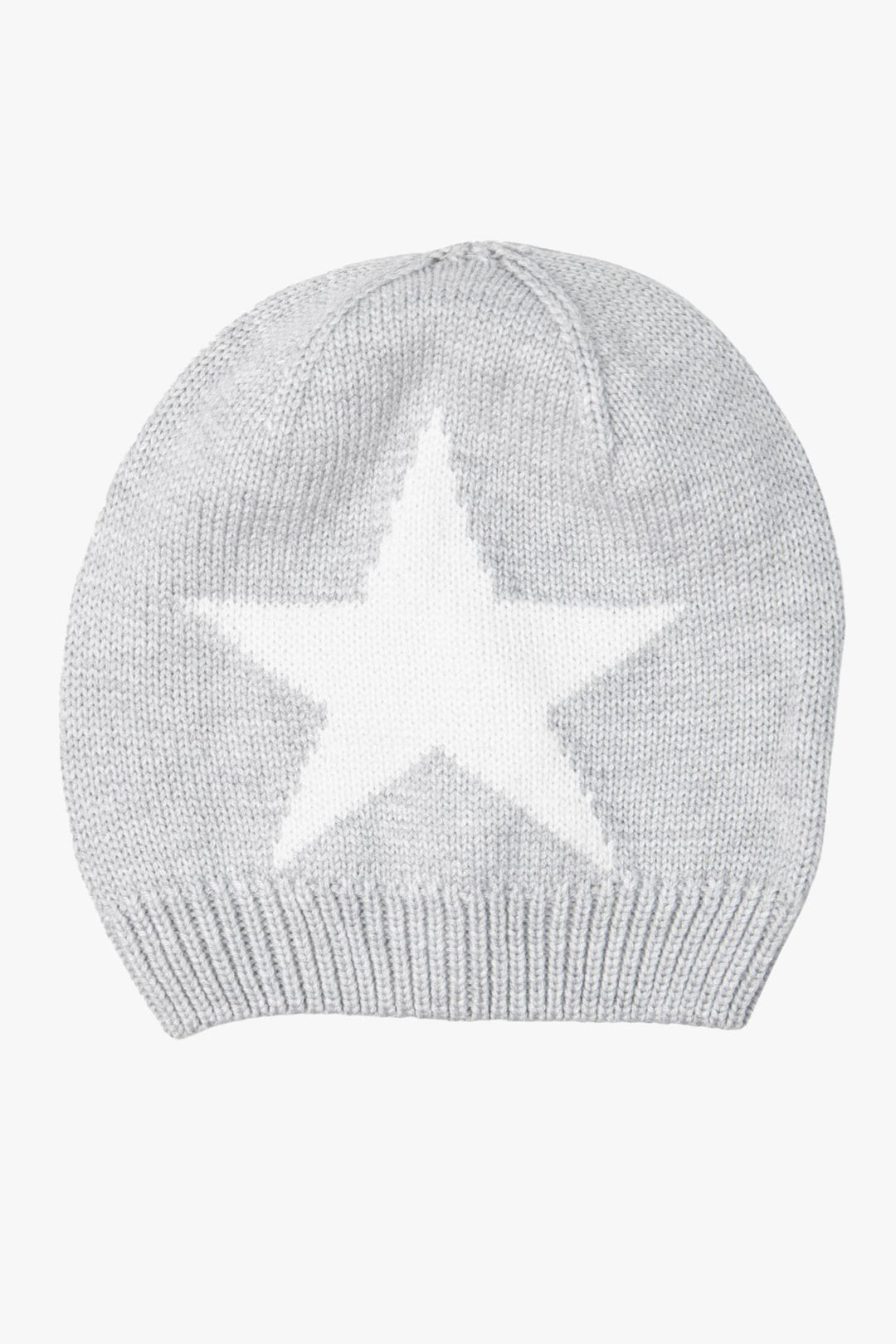 Light Grey Wool Blend Star Detail Hat