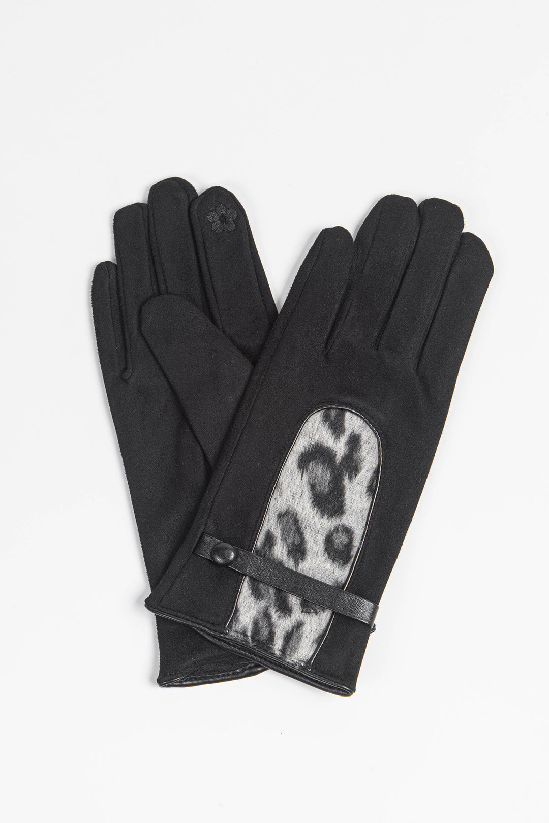 Black Grey Animal Print Insert Gloves