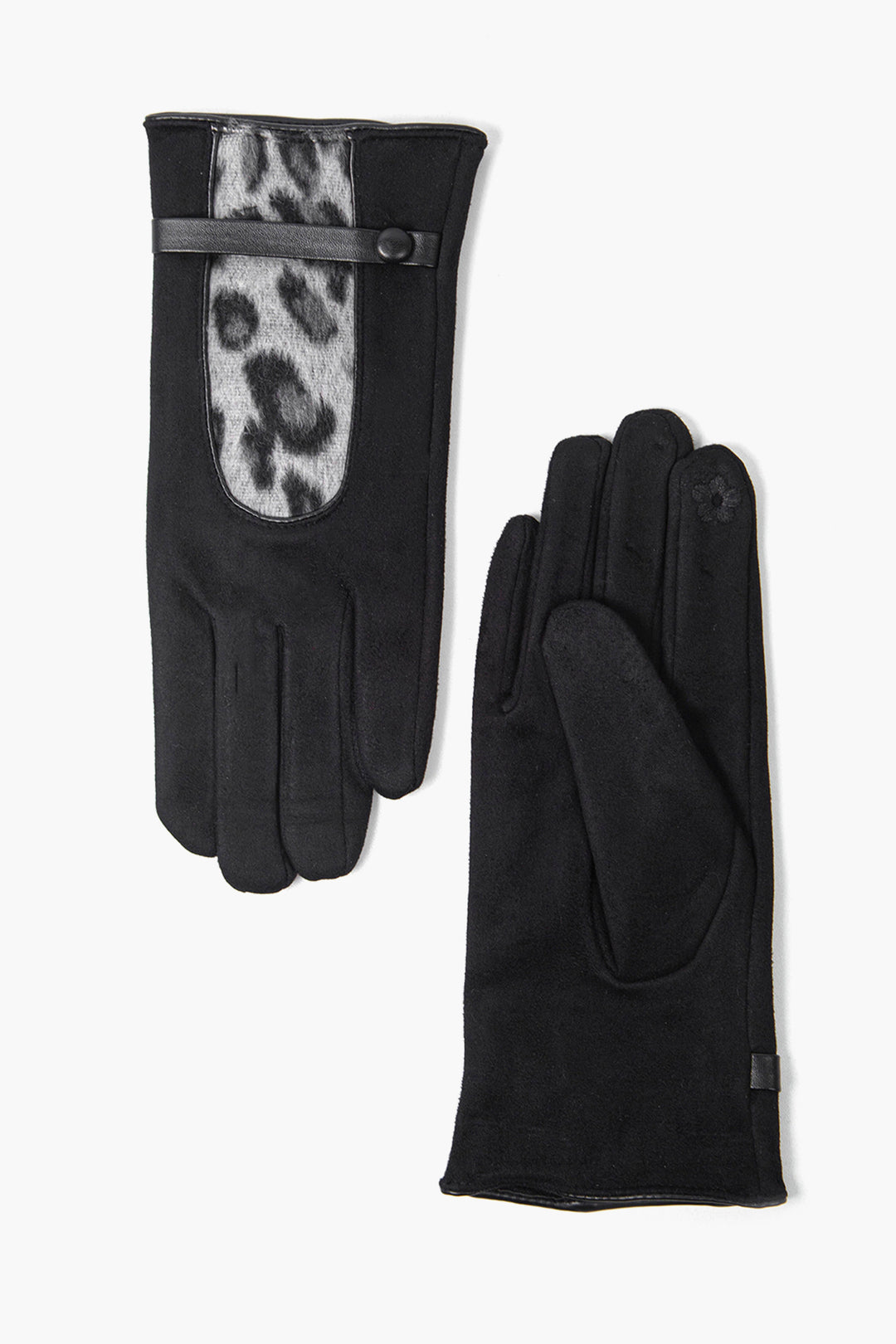 Black Grey Animal Print Insert Gloves