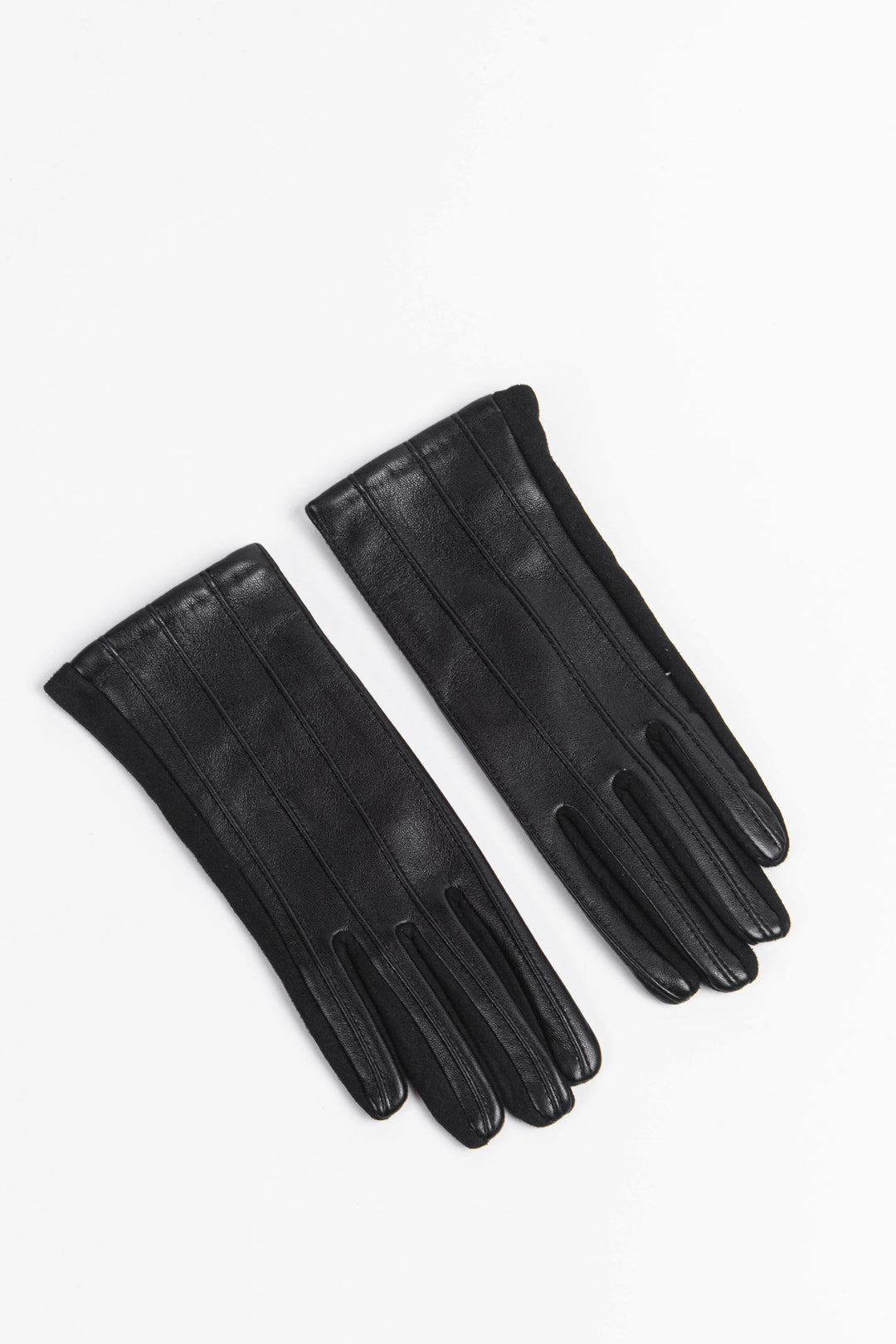 Black PU with Vertical Stitching Gloves