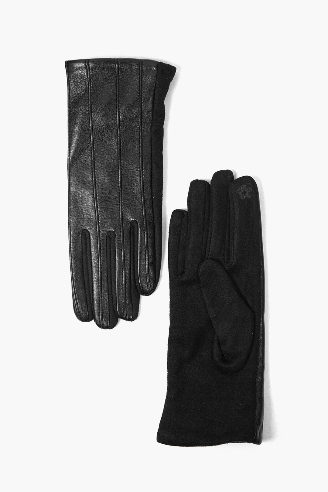 Black PU with Vertical Stitching Gloves