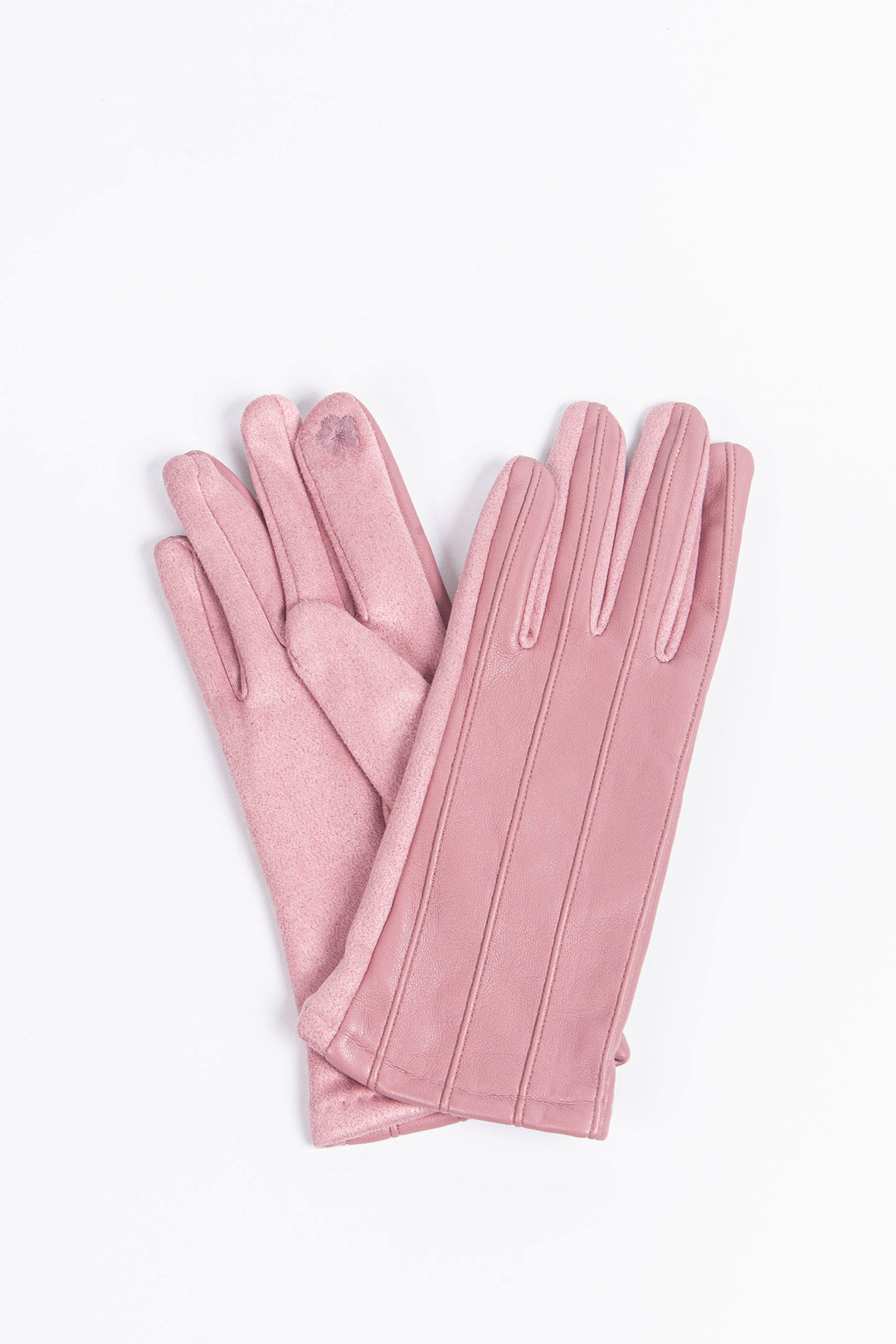 Dusty pink PU with Vertical Stitching Gloves