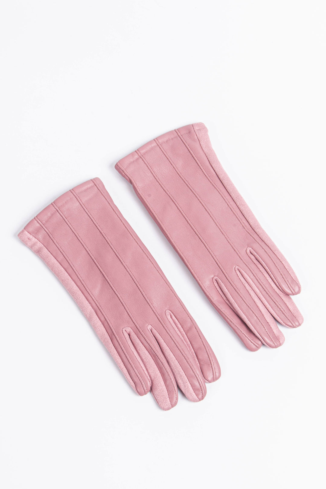 Dusty pink PU with Vertical Stitching Gloves