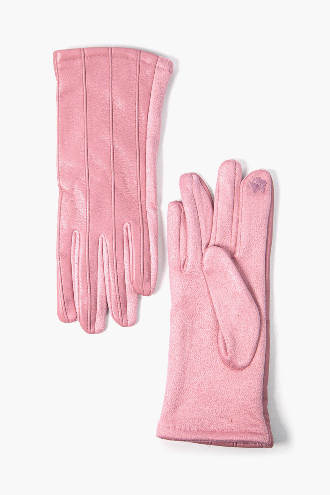 Dusty pink PU with Vertical Stitching Gloves