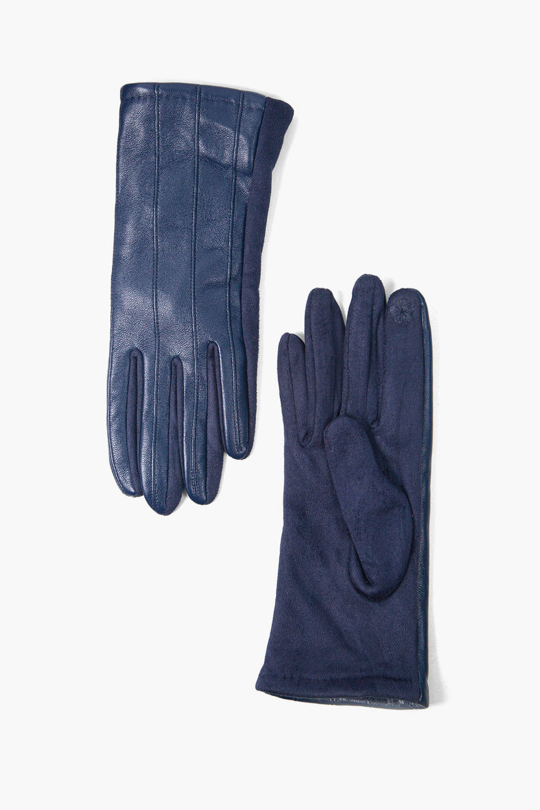 Navy PU with Vertical Stitching Gloves