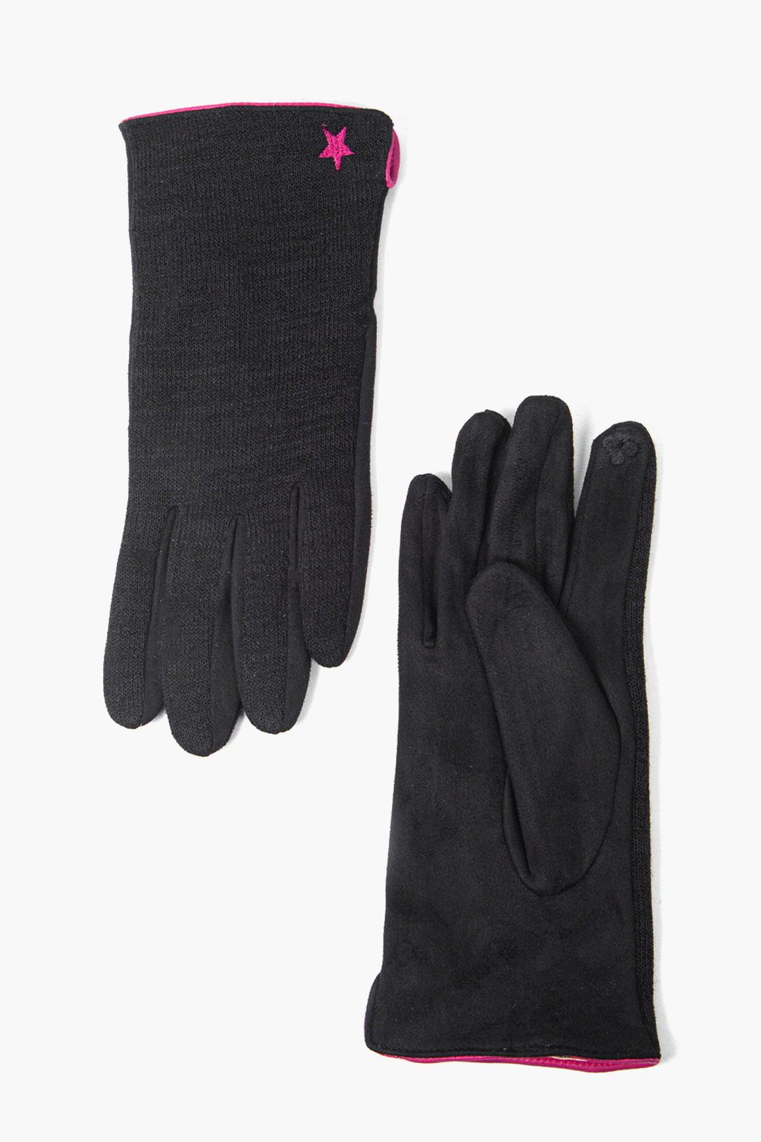 Black Fuchsia Star Trim Gloves