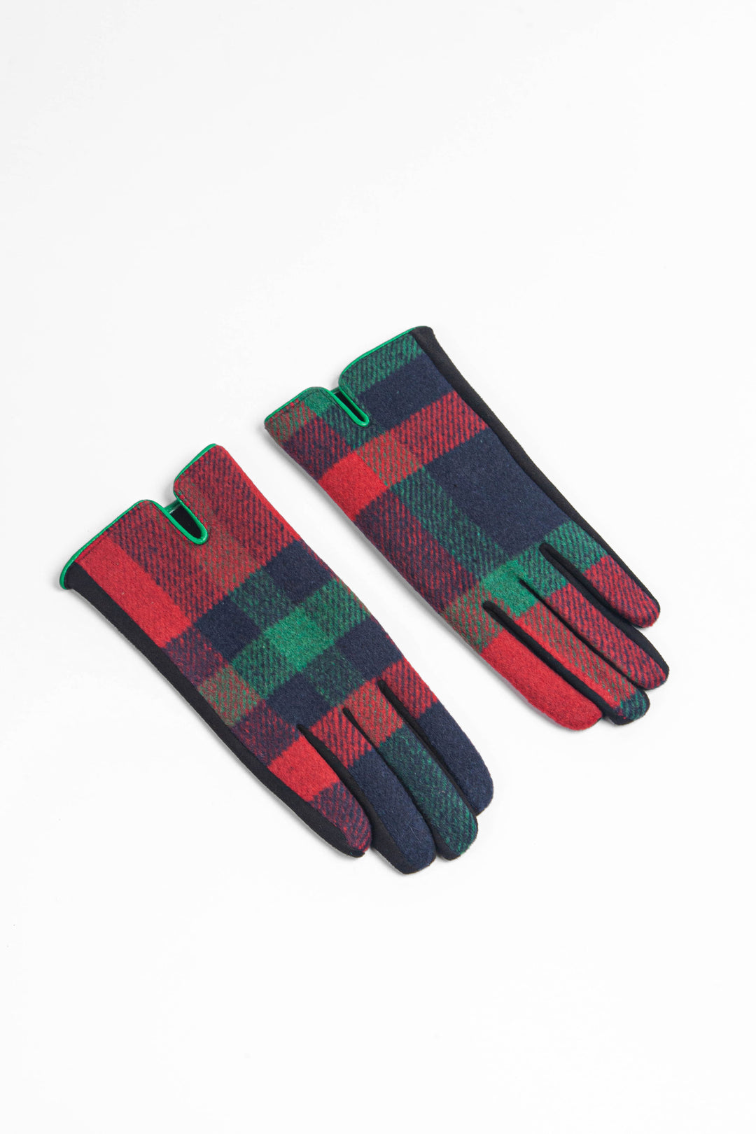 Red Green Tartan with PU Trim Gloves