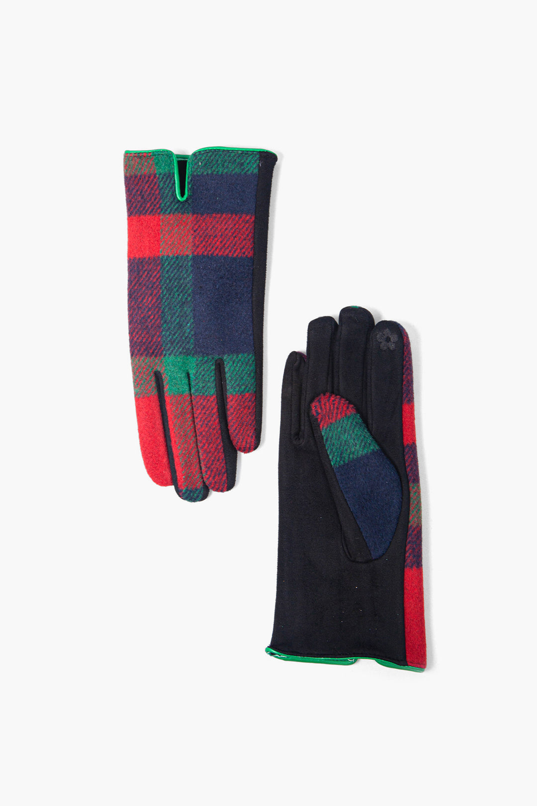 Red Green Tartan with PU Trim Gloves