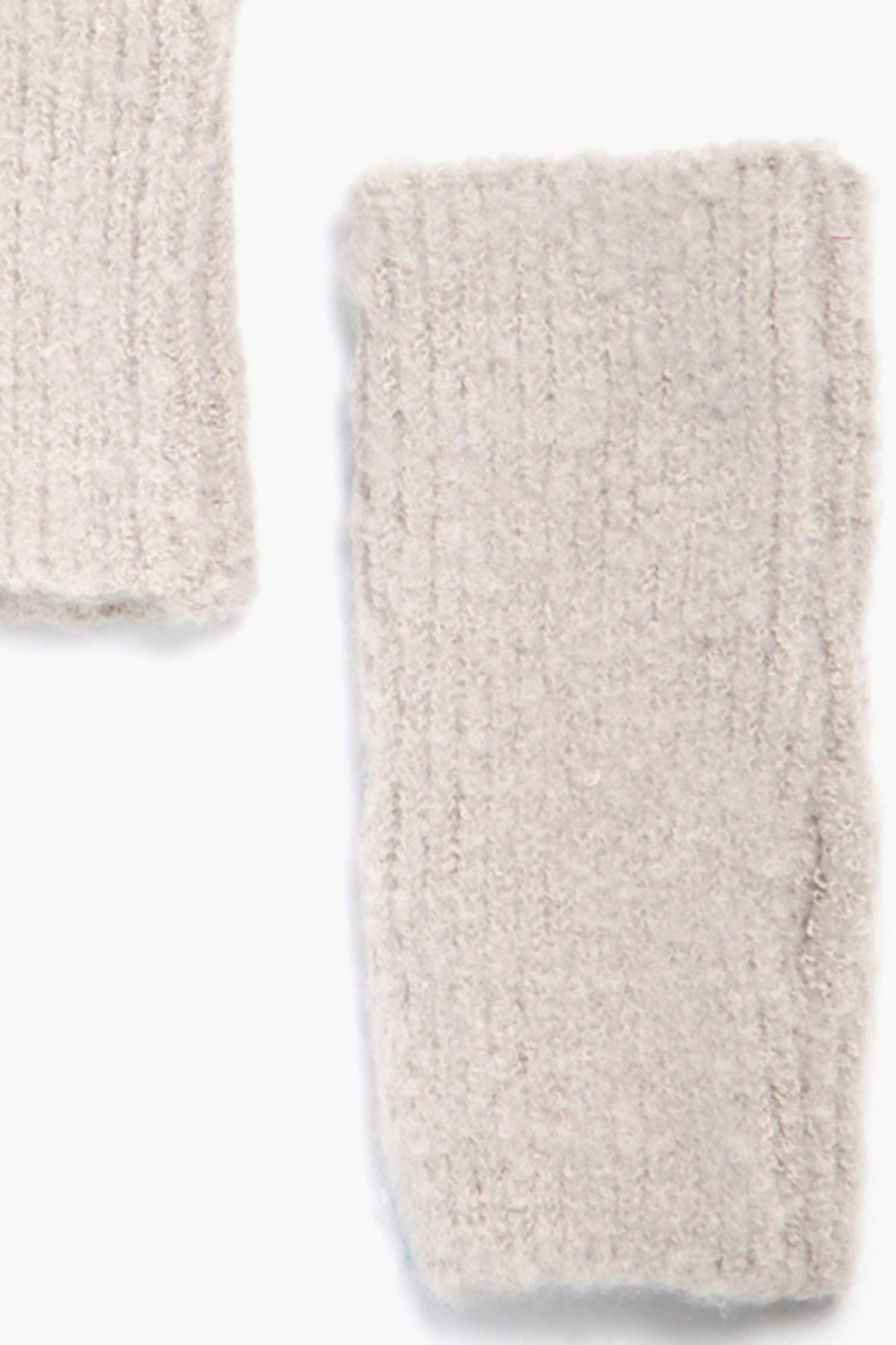 Cream Plain Textured Knitted Wrist Warmers