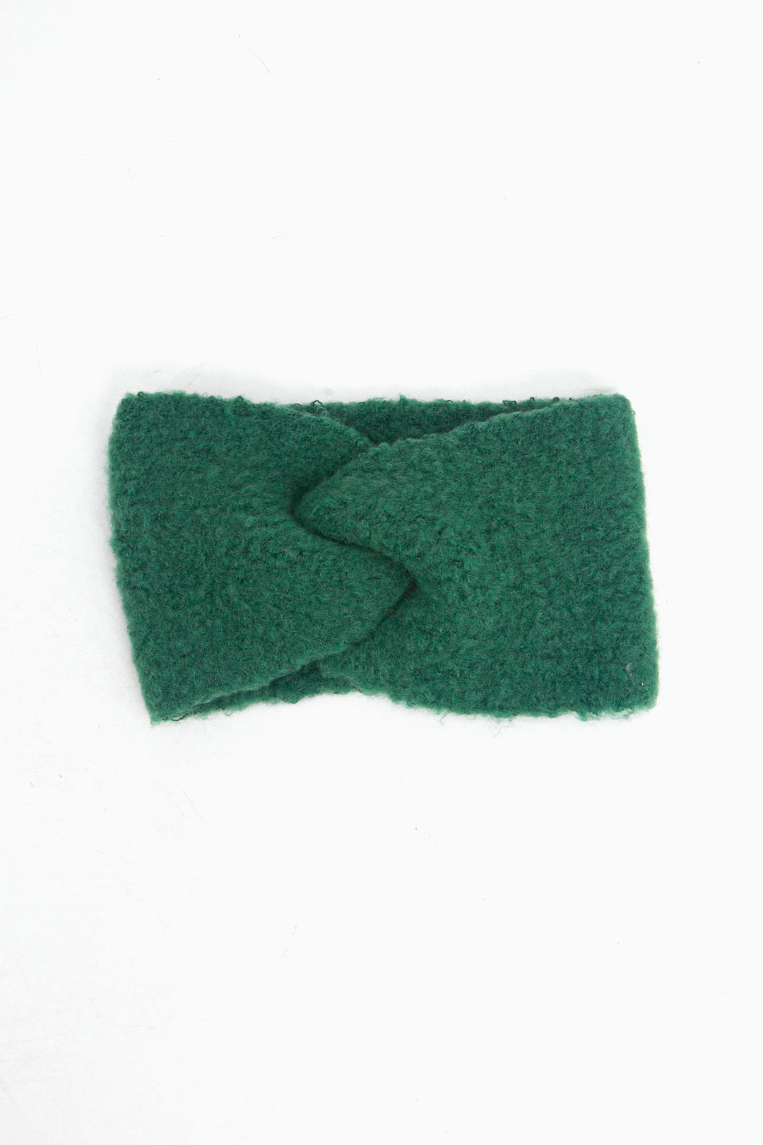 plain green knitted headband with a twist front