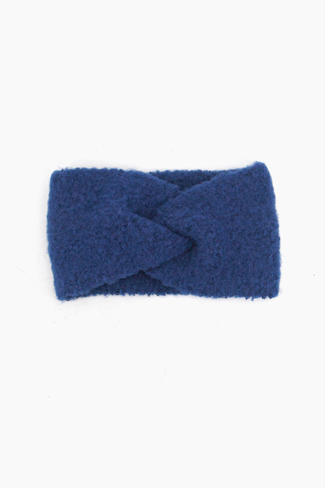 plain navy blue knitted headband with a twist front