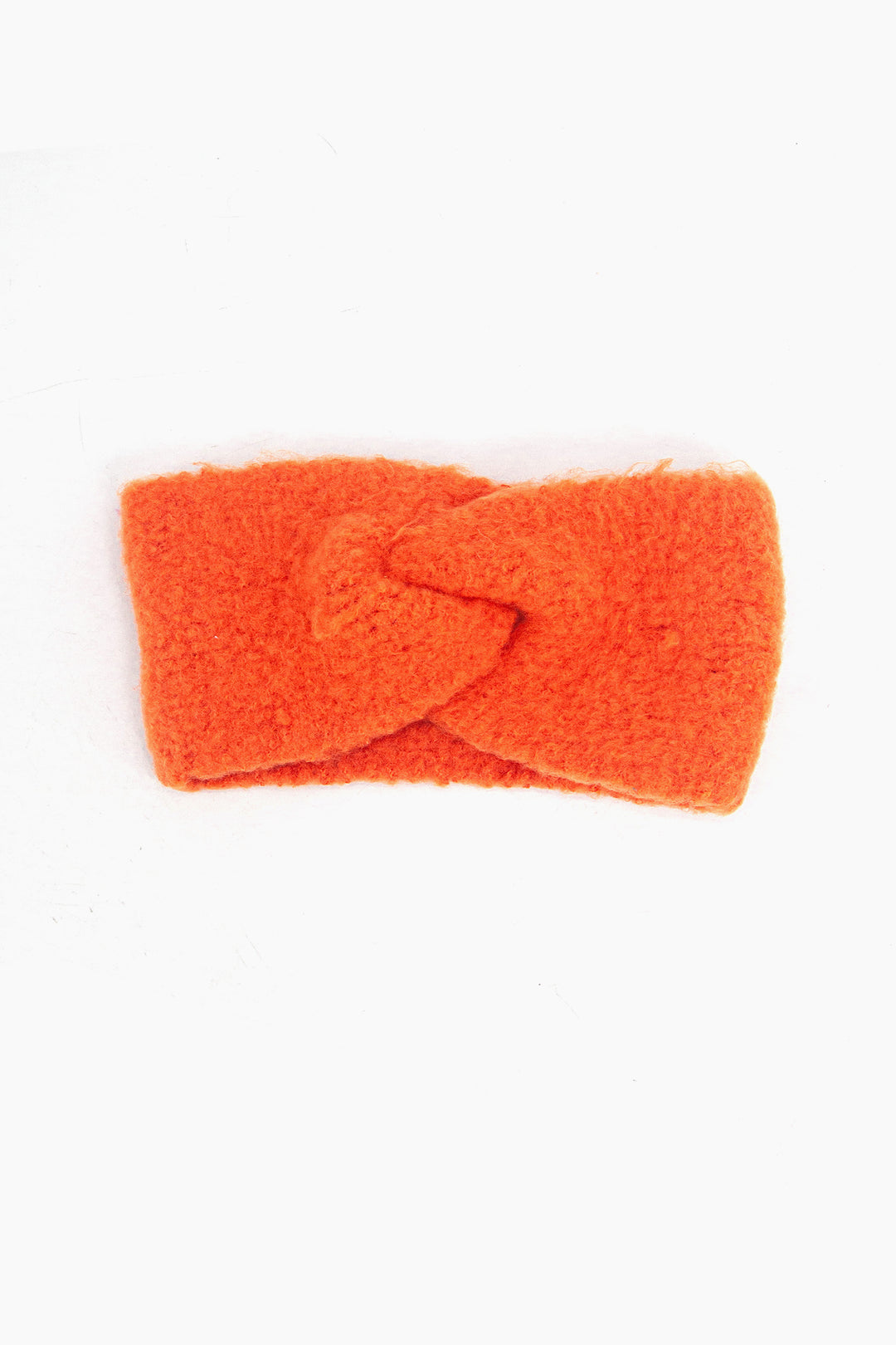 plain orange knitted headband with a twist front